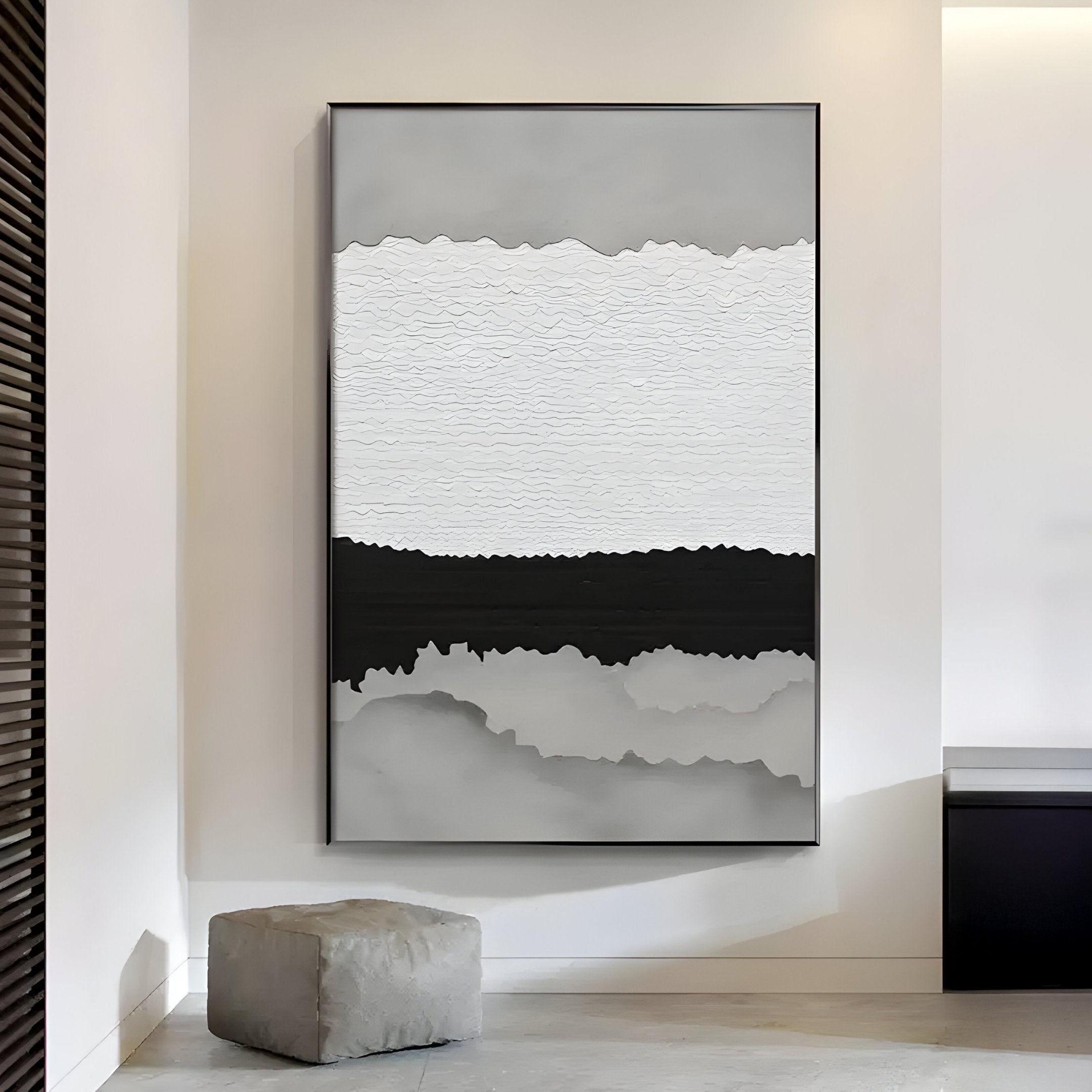 Stratisse Grey Vertical Layered 3D Carving Wall Art