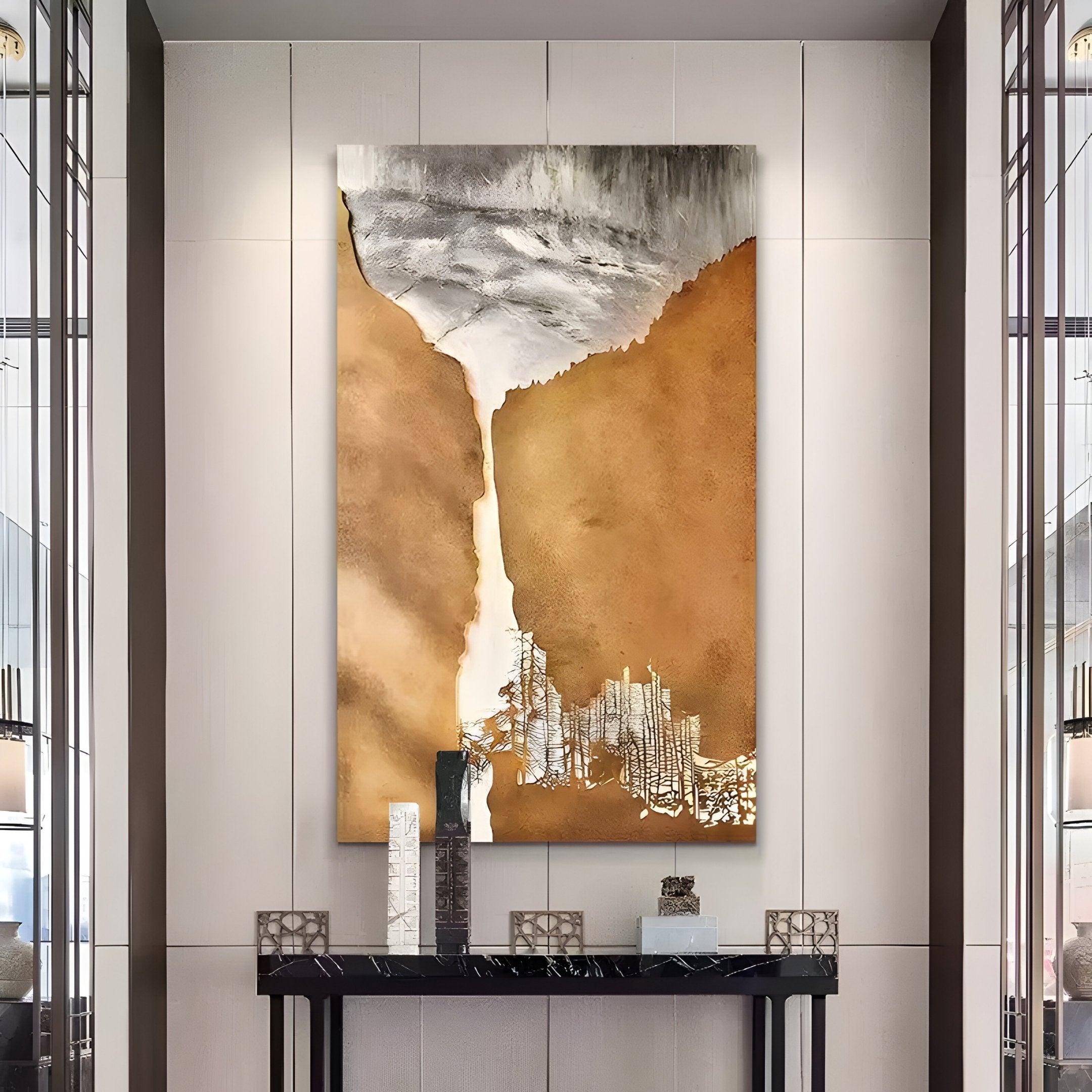 Virelai Ochre Abstract Oil Painting 3D Wall Art