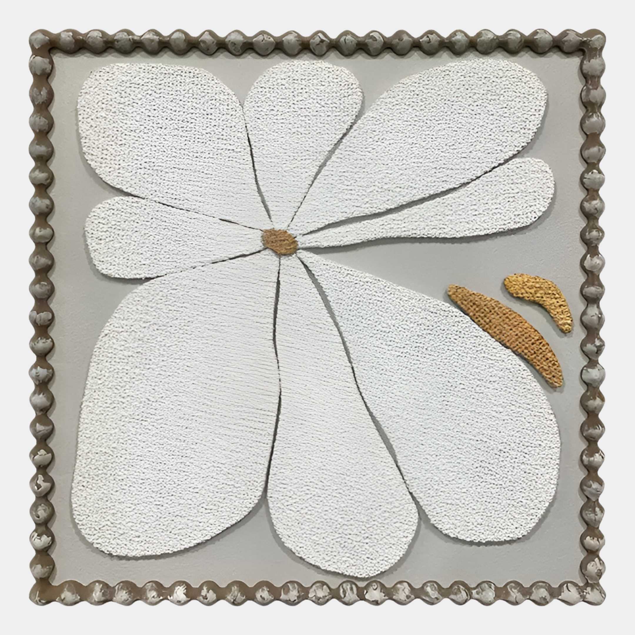 Petala Taupe & White Bloom Wood Relief 3D Wall Art