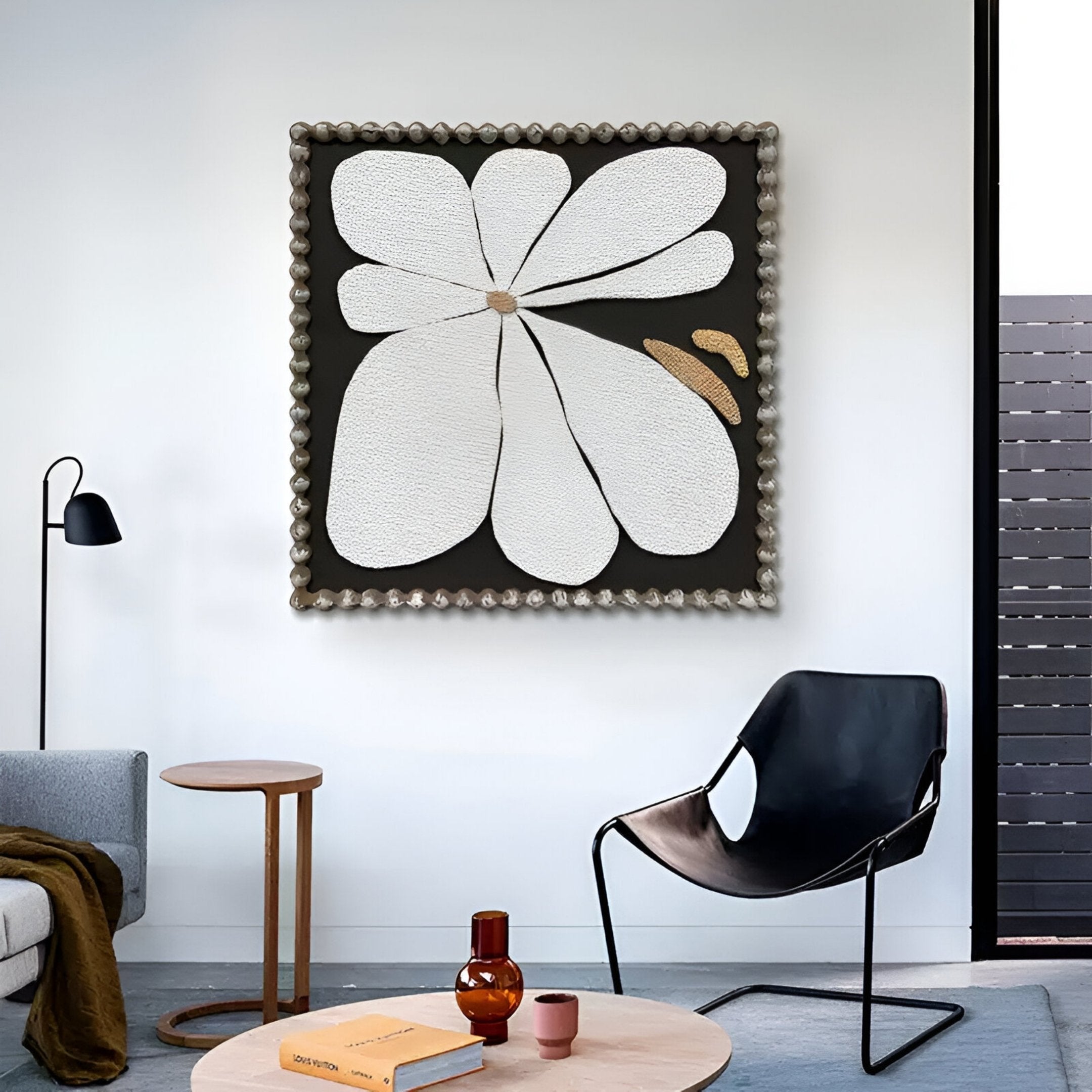 Petala Black & White Bloom Wood Relief 3D Wall Art