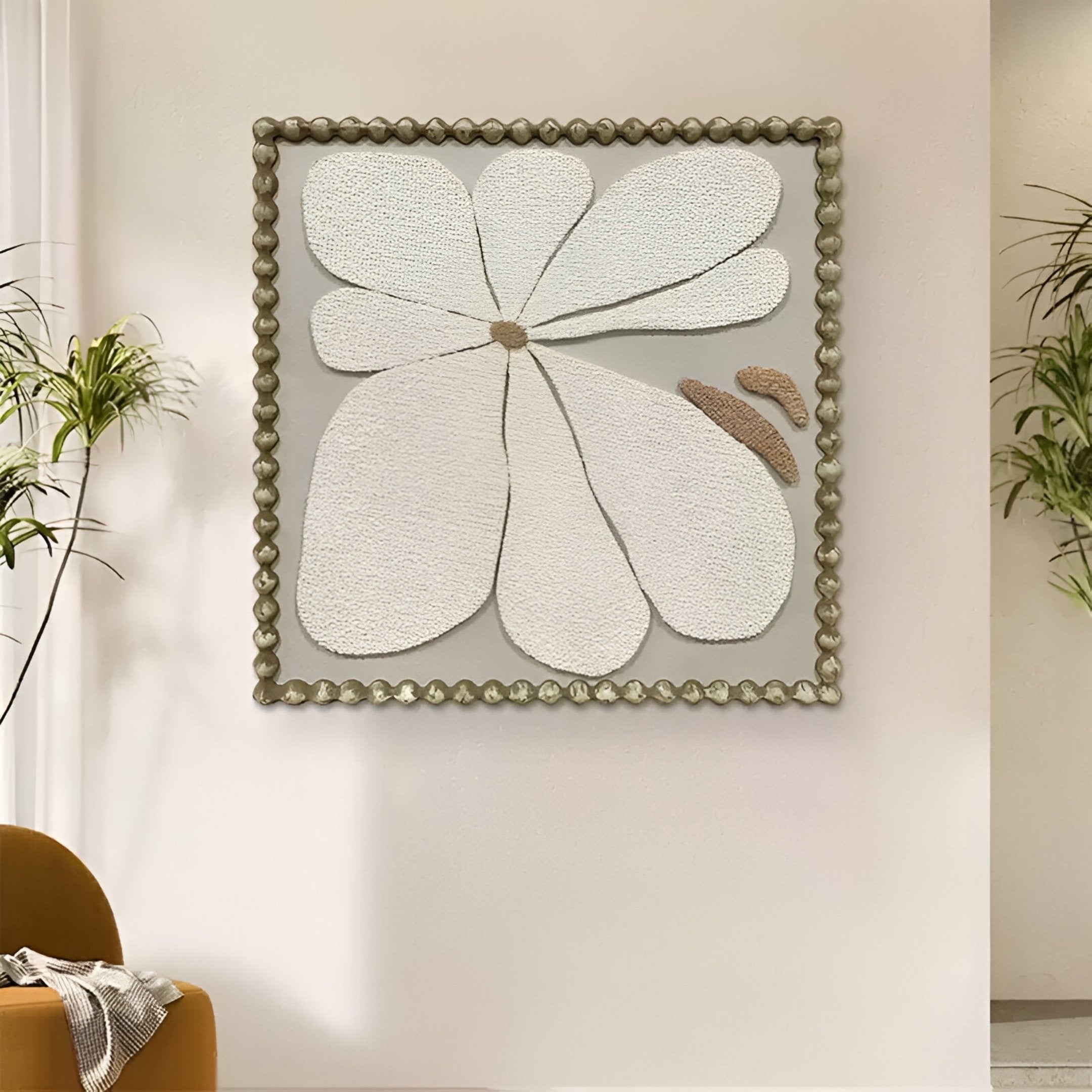Petala Beige & White Bloom Wood Relief 3D Wall Art