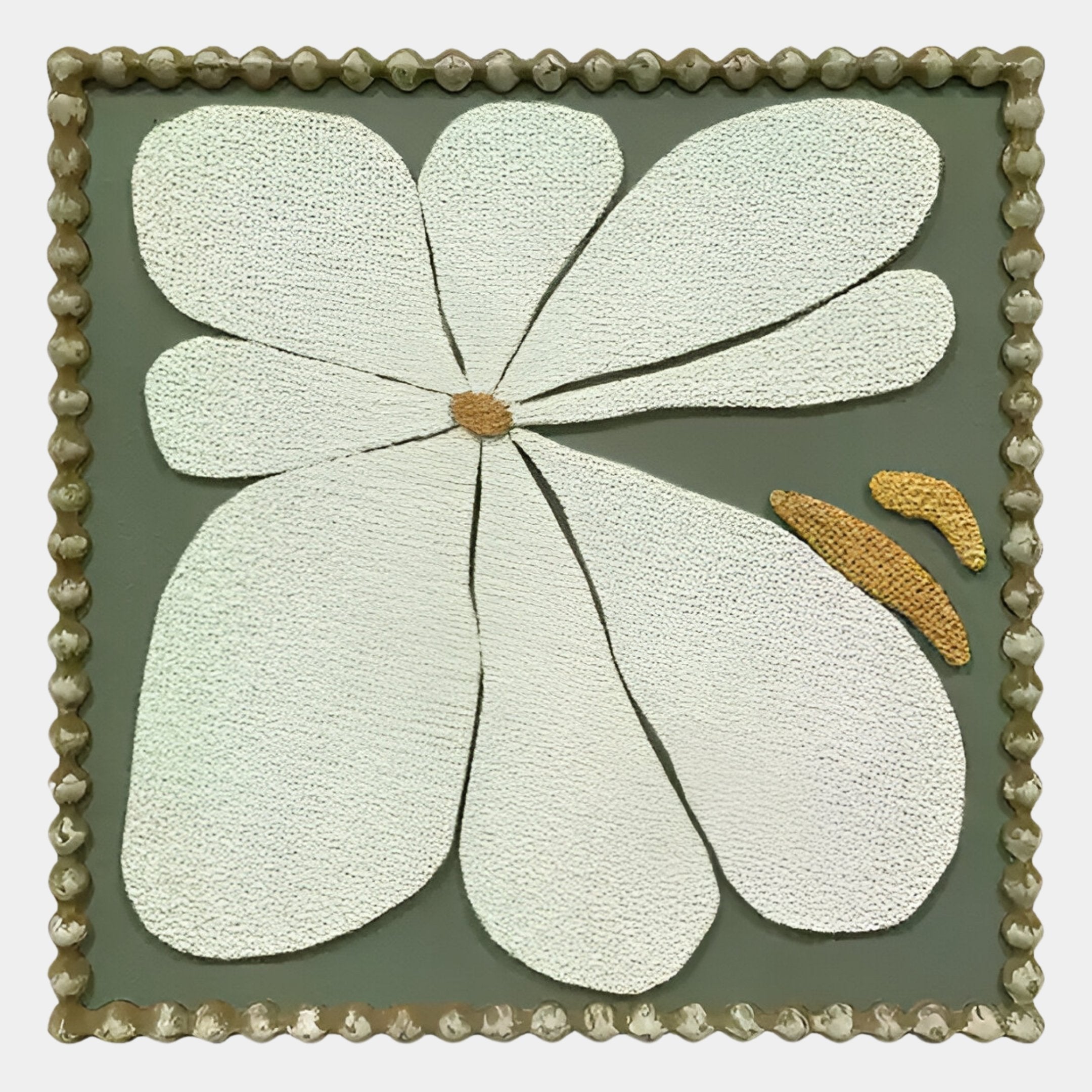 Petala Green & White Bloom Wood Relief 3D Wall Art