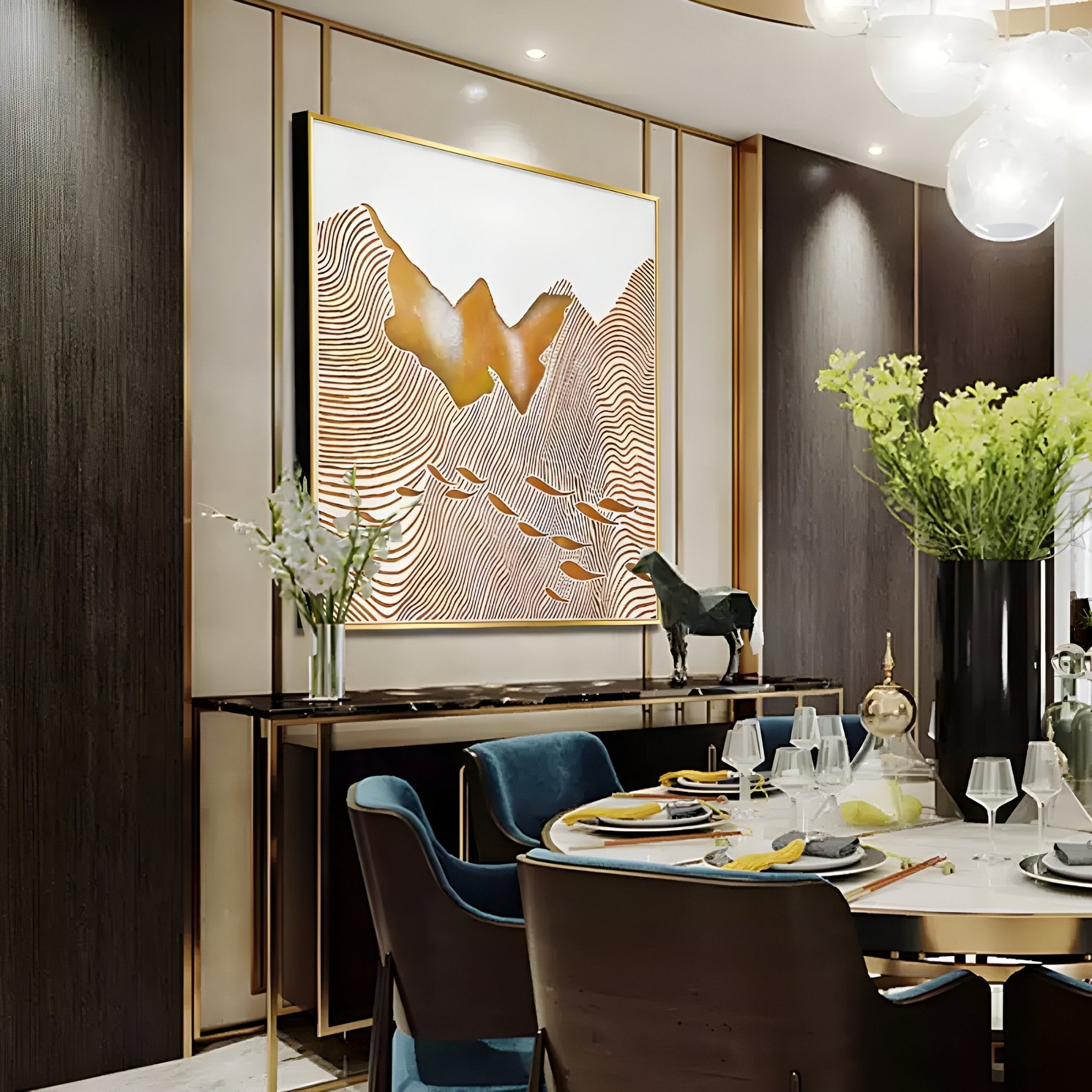 Solcanto Golden Fishland 3D Carving Wall Art