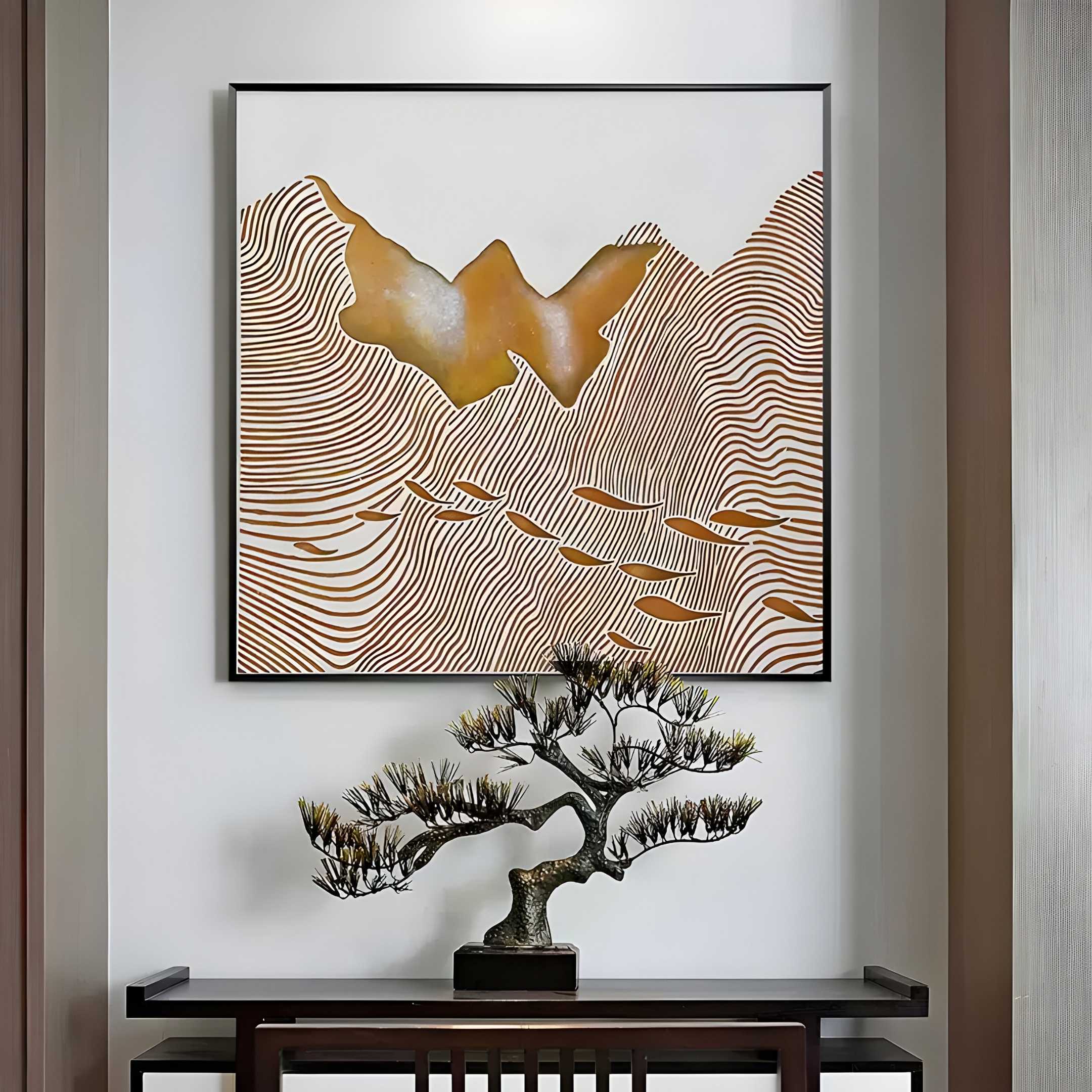 Solcanto Golden Fishland 3D Carving Wall Art