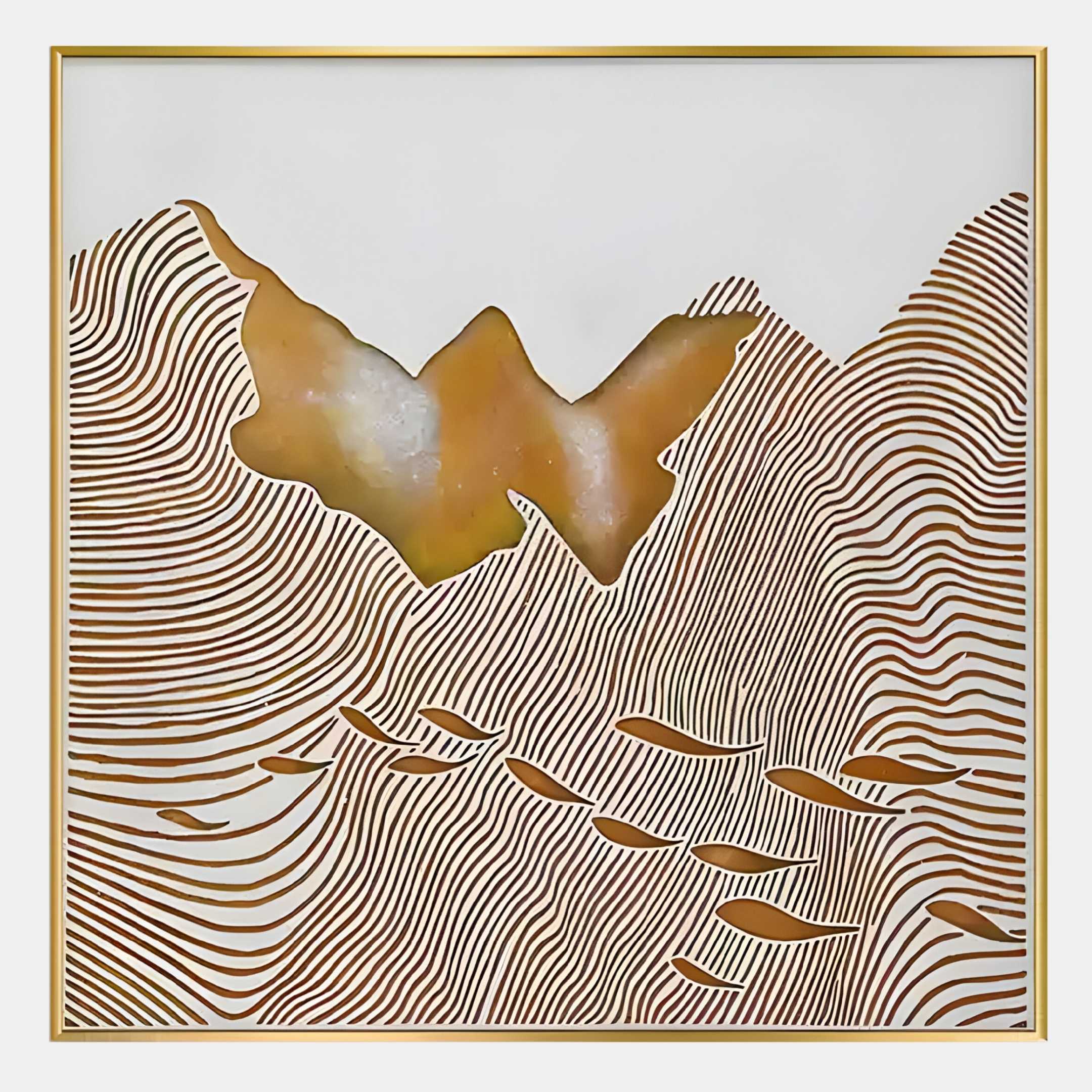 Solcanto Golden Fishland 3D Carving Wall Art