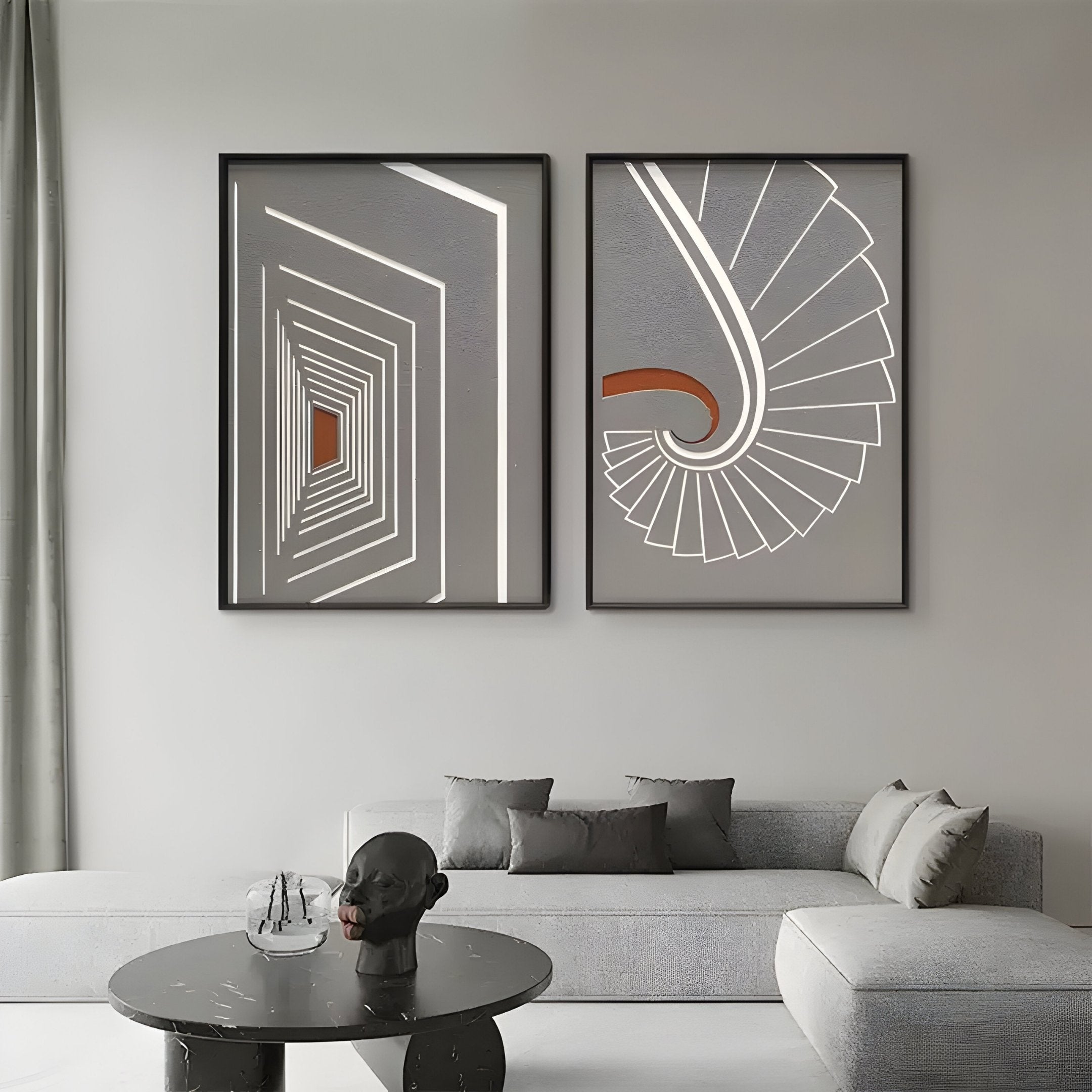Kairo Linear Depth Grey 3D Carving Wall Art
