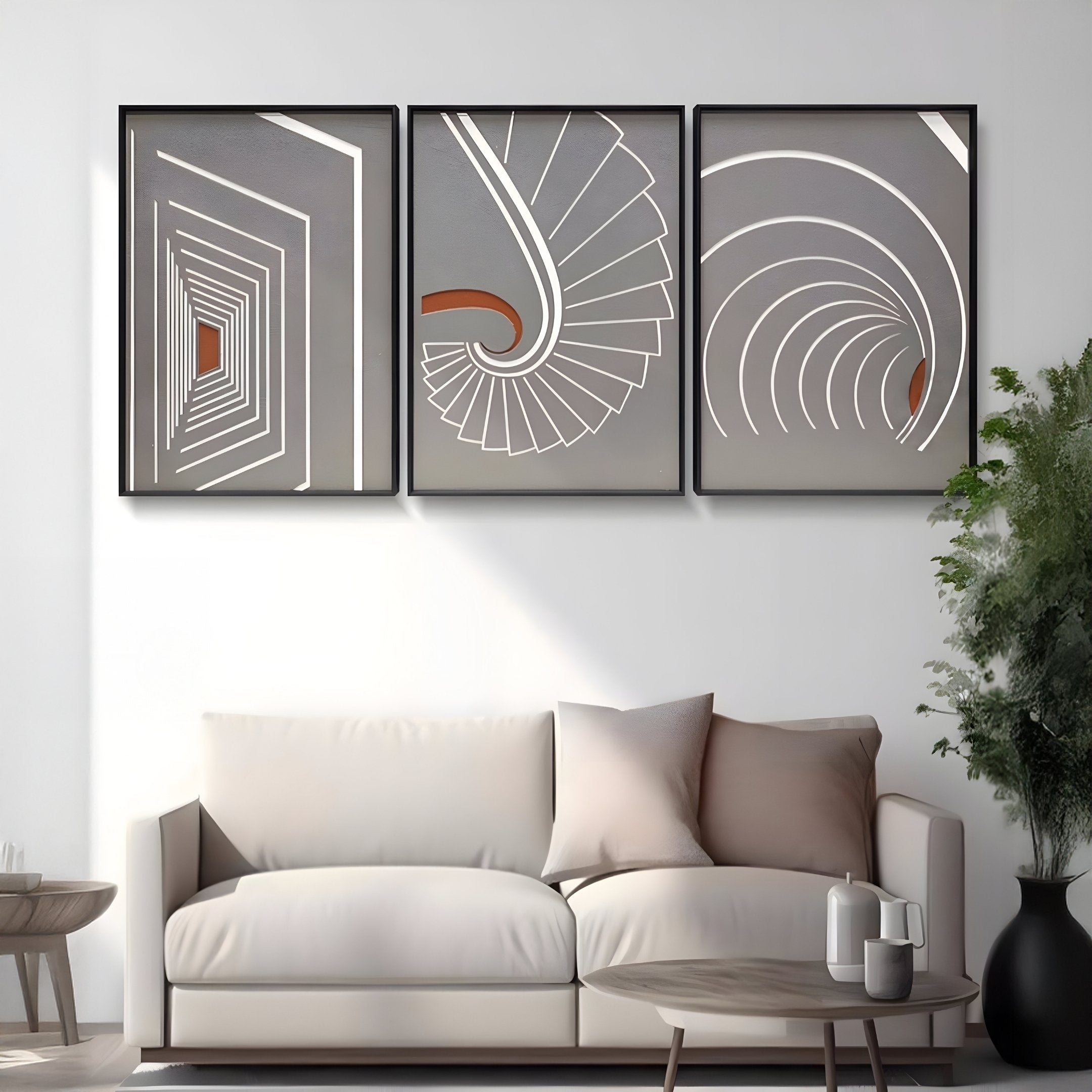 Kairo Radial Flow Grey 3D Carving Wall Art