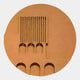 Arcuza Ochre I Wood Carving Sandstone 3D Wall Art by Giant Sculptures, a circular relief with vertical slats and layered arches in coarse ochre sandstone finish, on a light background.