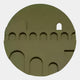 The Arcuza Olive II Wood Carving Sandstone 3D Wall Art by Giant Sculptures features a minimalist circular design in olive green, with carved arch shapes and a small cutout, evoking architectural arches and walls.