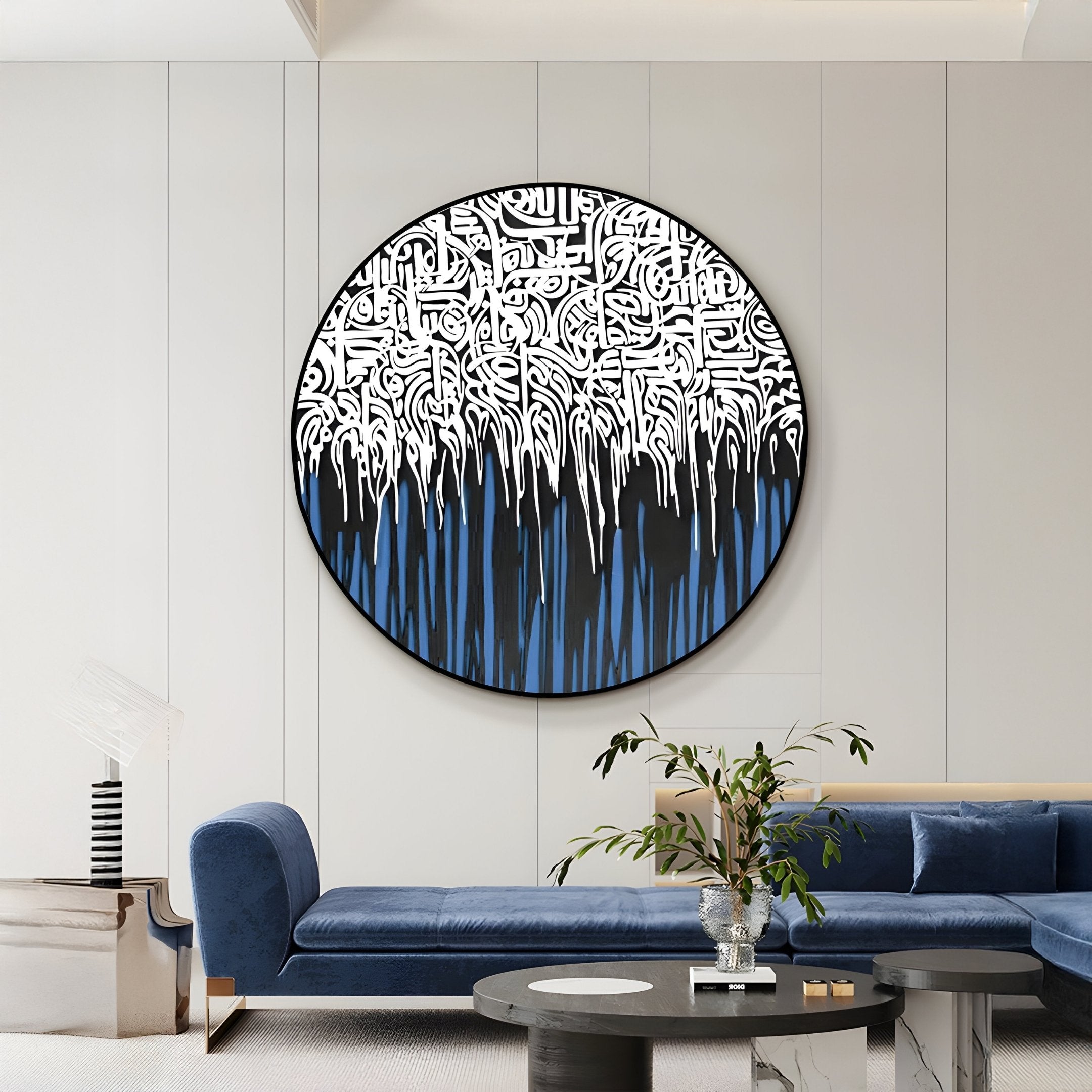 Reverie Azure Drip Round 3D Relief Wall Art