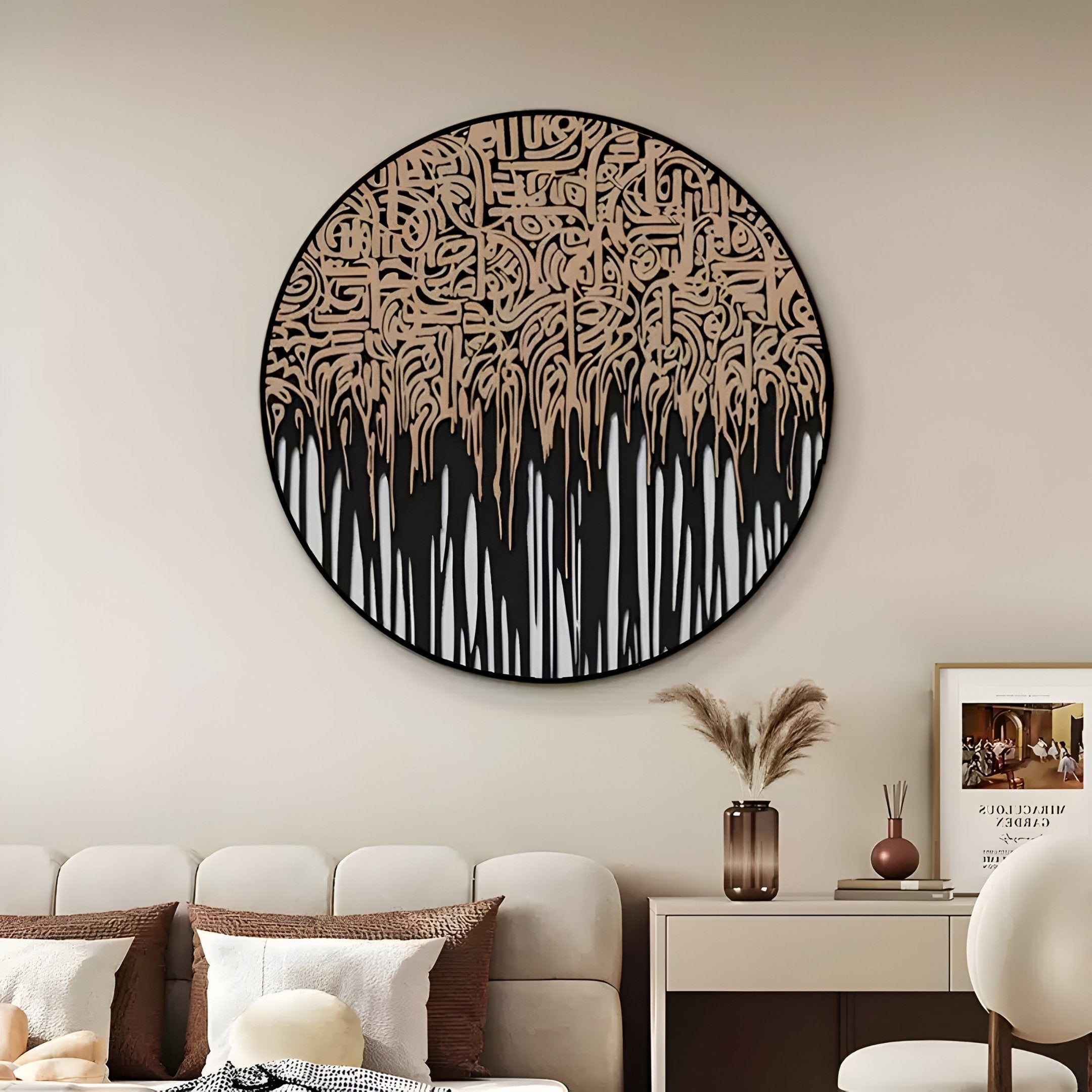 Reverie Sand Drip Round 3D Relief Wall Art