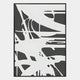 The Deralin Charcoal Trace Abstract 3D Carving Wall Art by Giant Sculptures features bold, irregular white streaks on a black background, creating a dynamic, high-contrast effect. Framed with a thin black border for a modern finish.