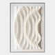 The Velistra Harmonic Flow 3D Relief Wall Art by Giant Sculptures features white, wavy vertical ridges in an abstract pattern, casting textured shadows, all framed in a sleek black rectangle.