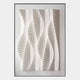 The Velistra Dual Curve 3D Relief Wall Art by Giant Sculptures features three vertical, wave-like columns of evenly spaced rectangular panels, creating dynamic light and shadow effects on your wall.