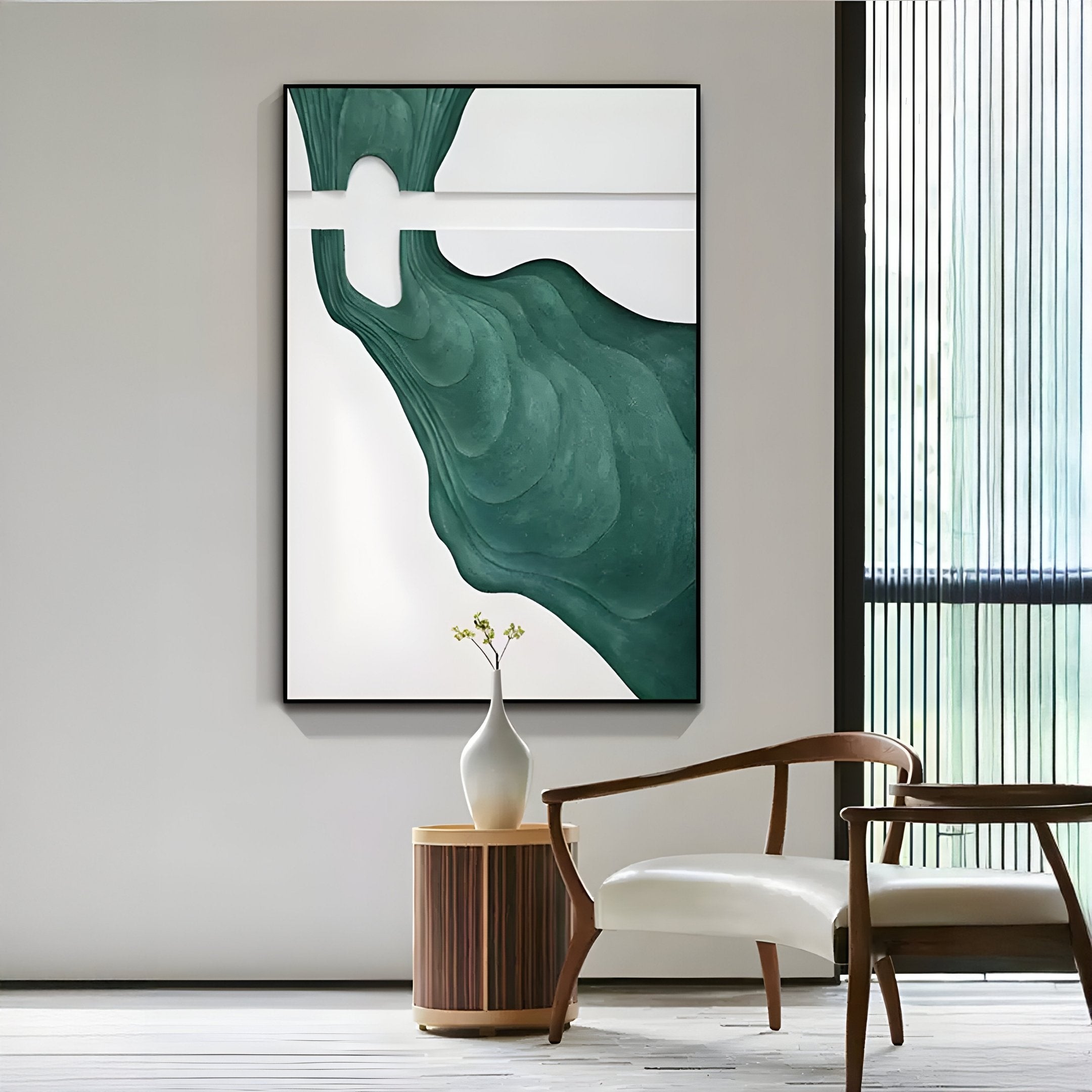 Fluvien Green Flow 3D Carving Wall Art
