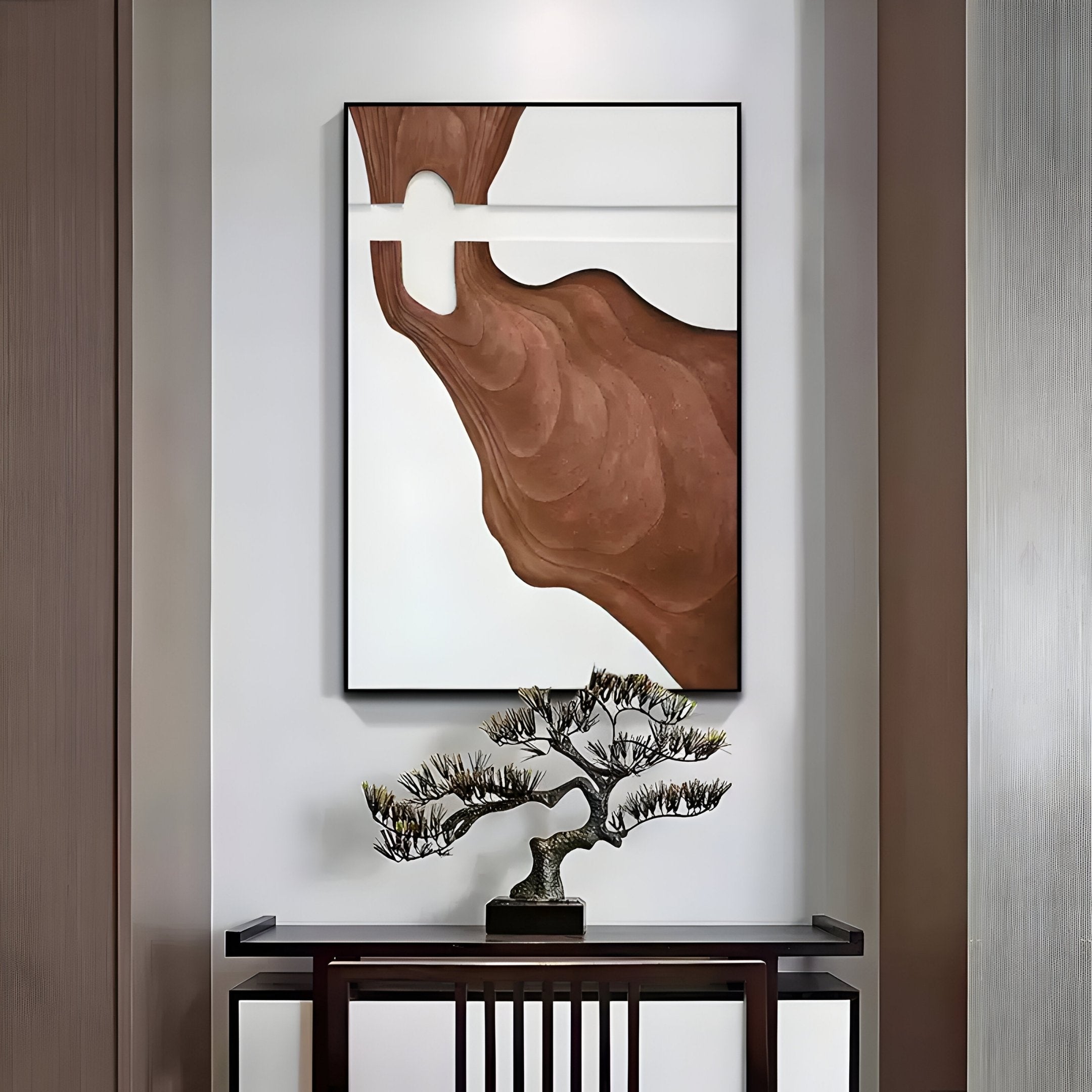 Fluvien Brown Flow 3D Carving Wall Art