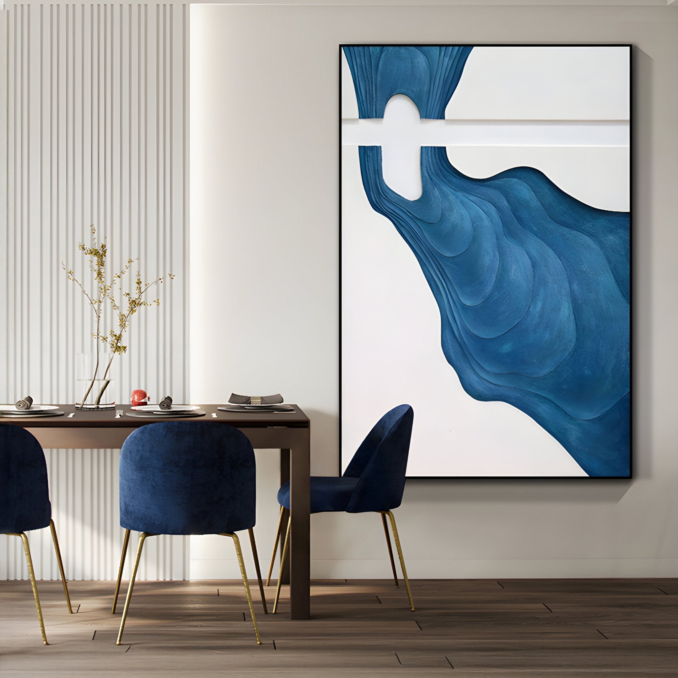 Fluvien Blue Flow 3D Carving Wall Art