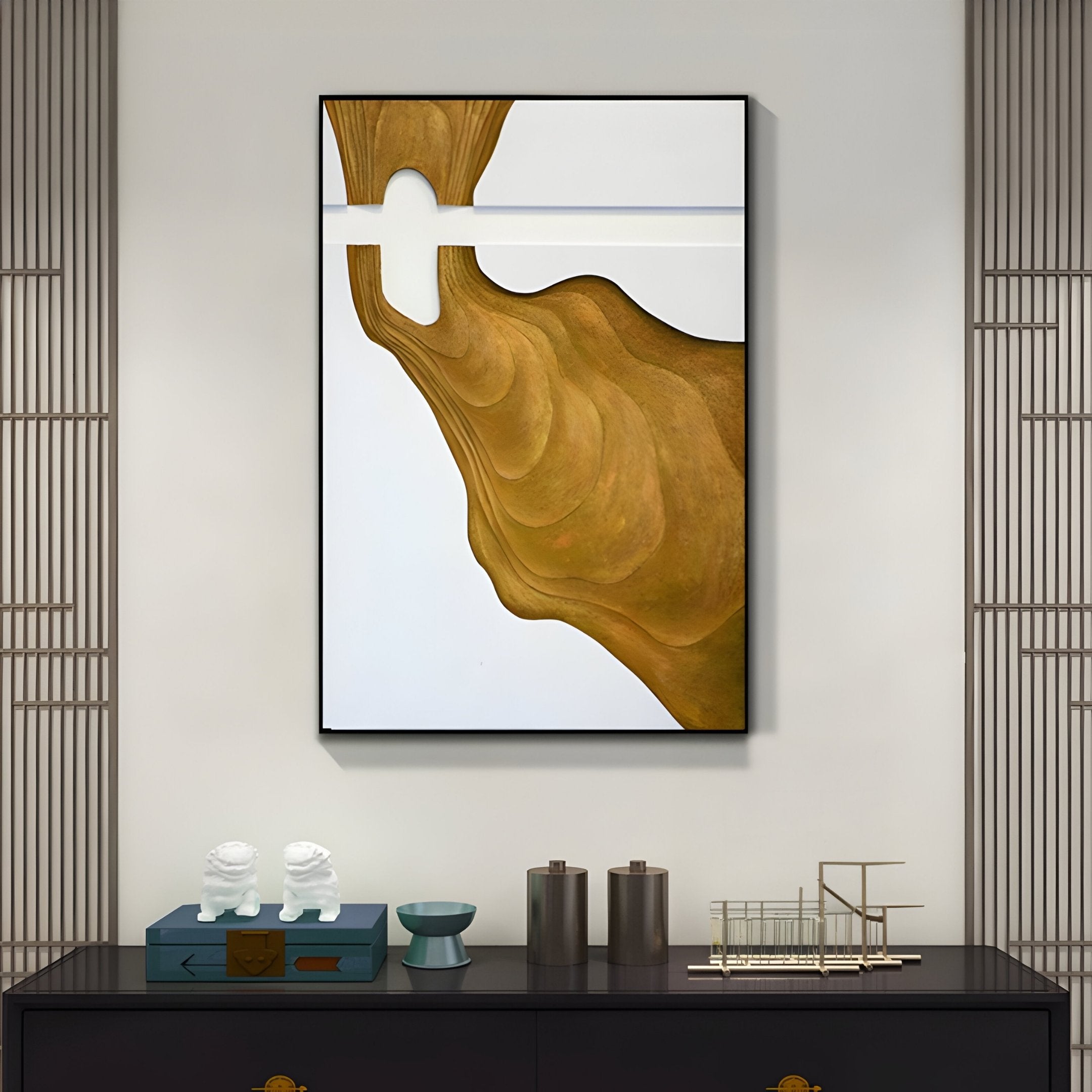 Fluvien Gold Flow 3D Carving Wall Art