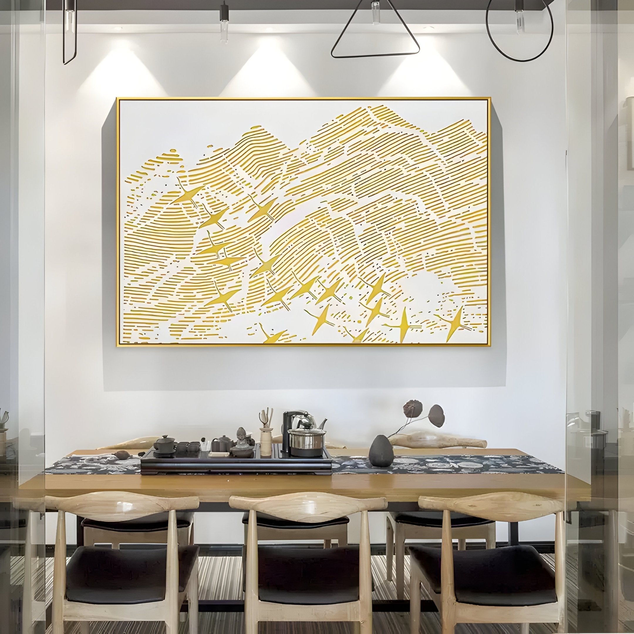 Oravien Golden Flight Birds 3D Textured Wall Art