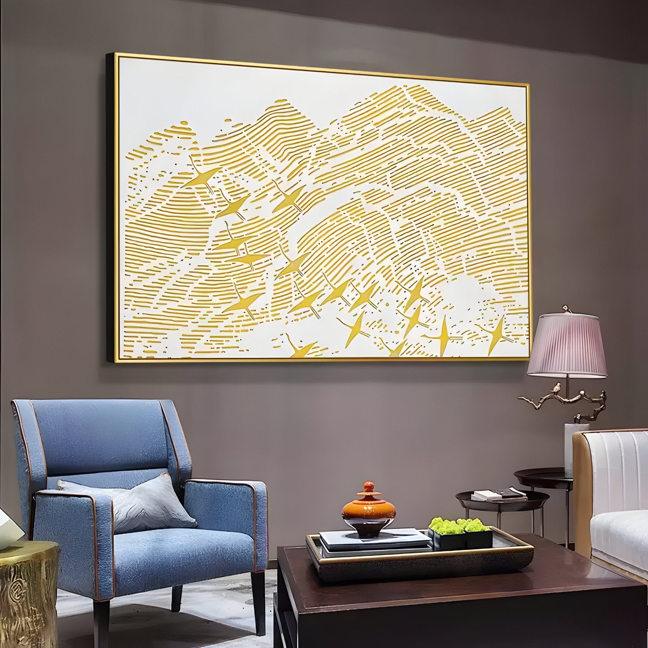 Oravien Golden Flight Birds 3D Textured Wall Art