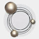 Astryn Silver Orbit Round Textured 3D Wall Art featuring a white hand-painted sandstone disc with concentric black orbital lines and three silver metallic spheres in varied sizes.