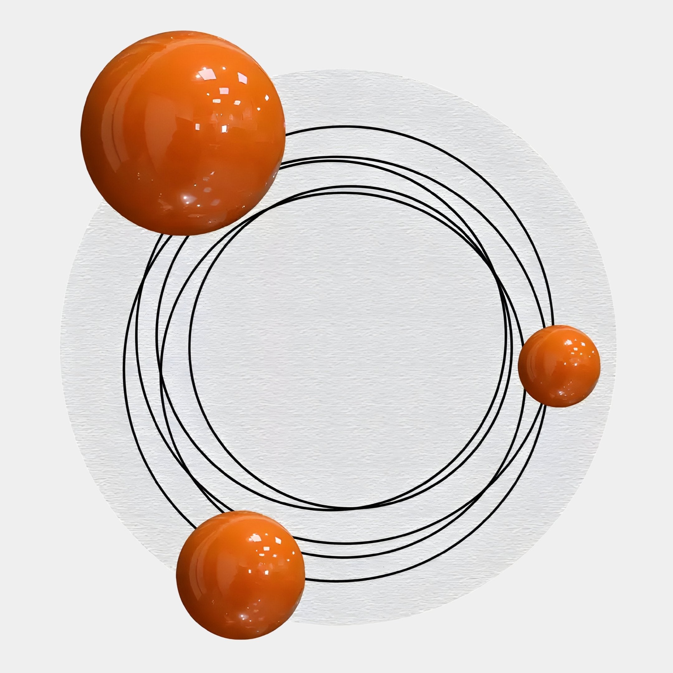 Astryn Orange Orbit Round Textured 3D Wall Art