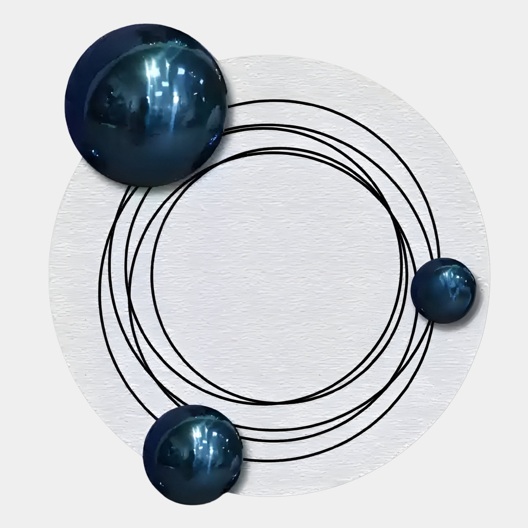 Astryn Blue Orbit Round Textured 3D Wall Art