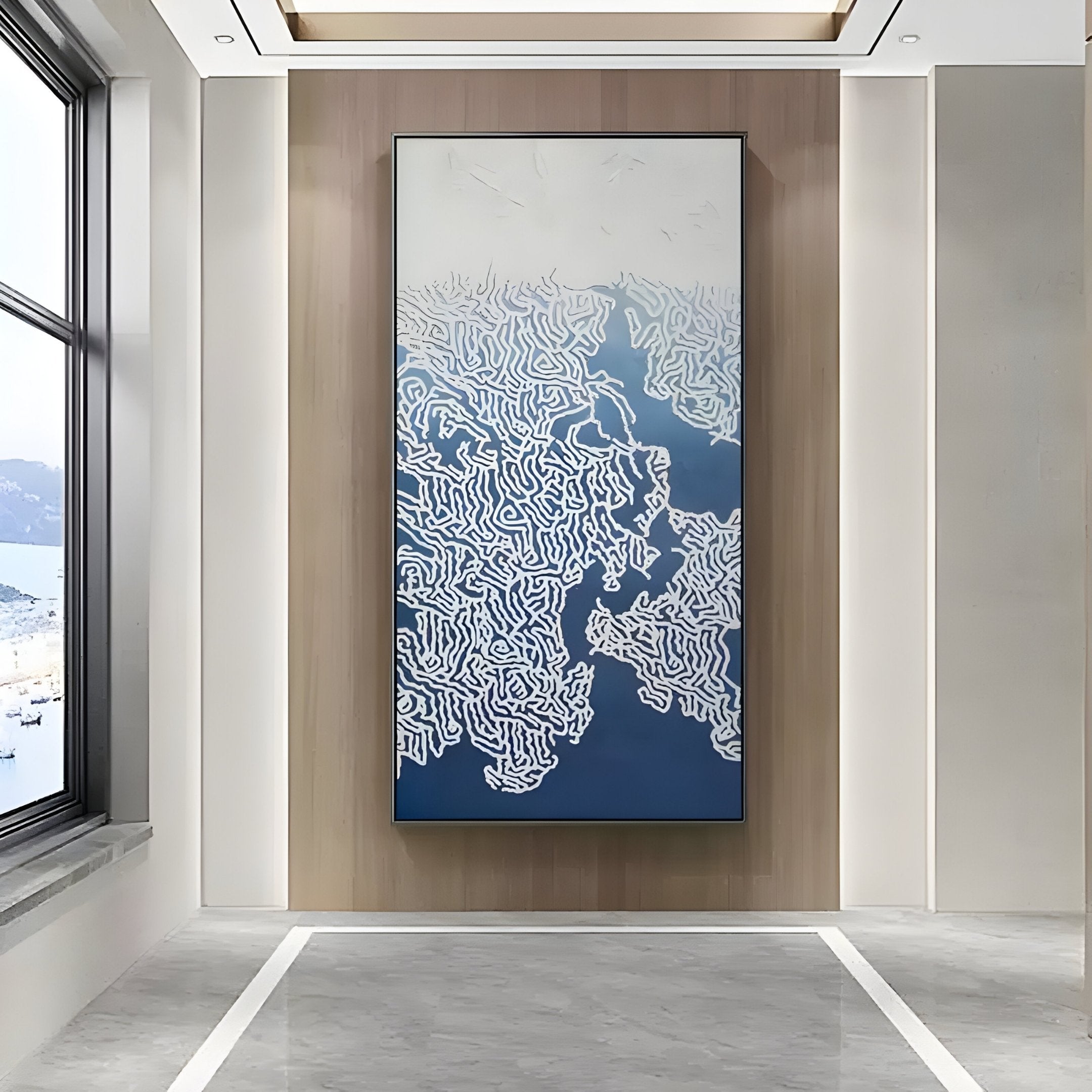 Navara Blue Tides 3D Carving Wall Art