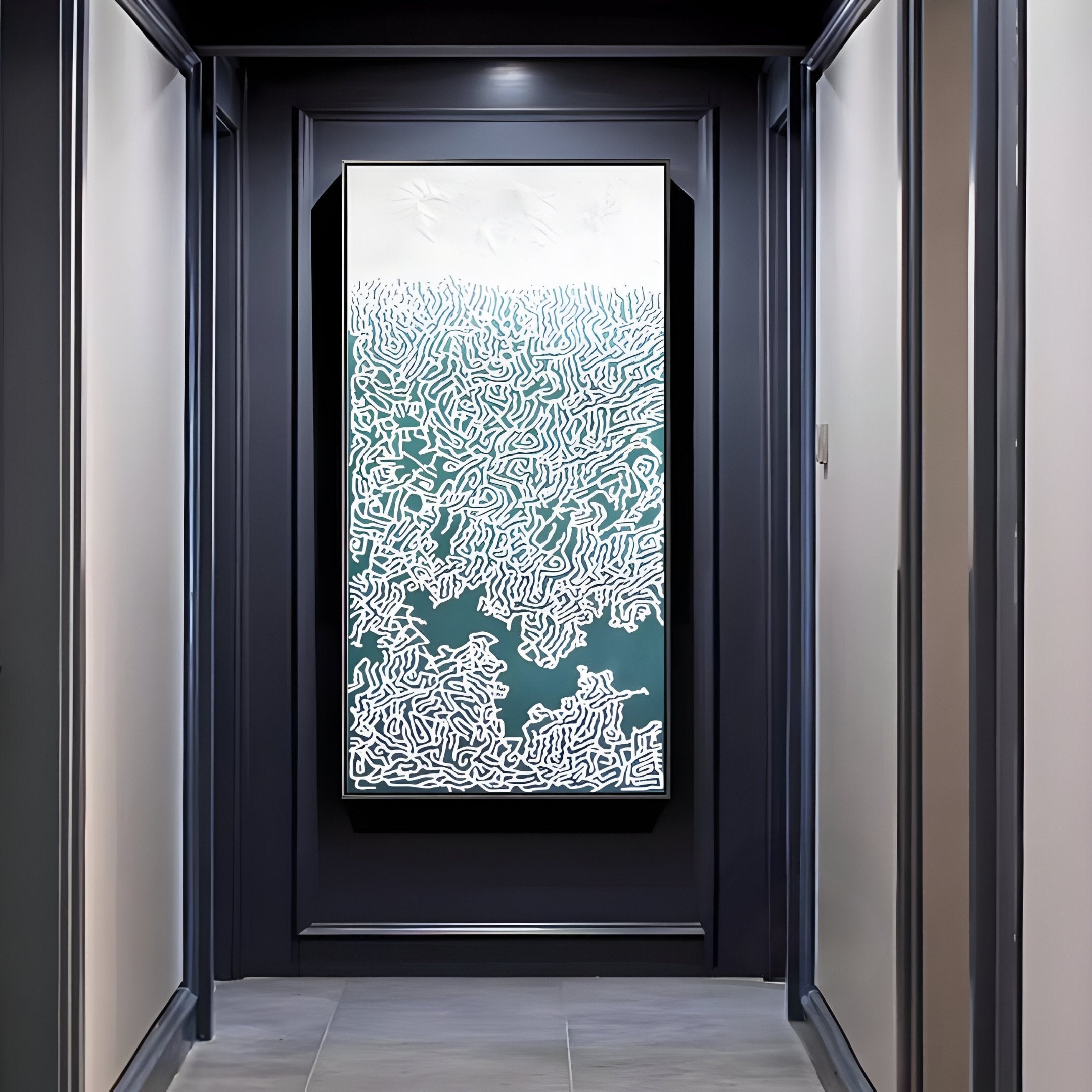 Navara Teal Green Tides 3D Carving Wall Art