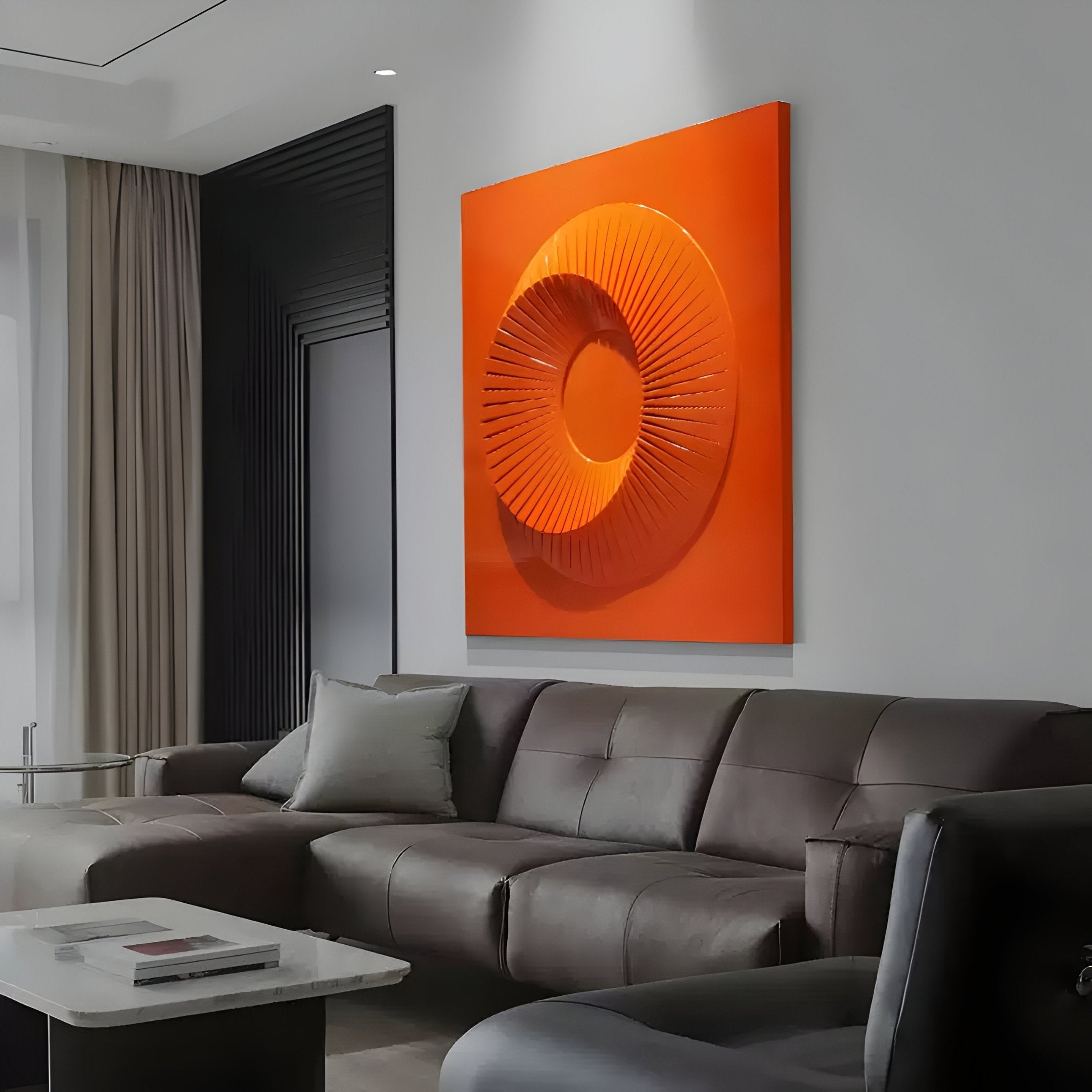 Solveta Orange Spiral Wood Relief 3D Wall Art