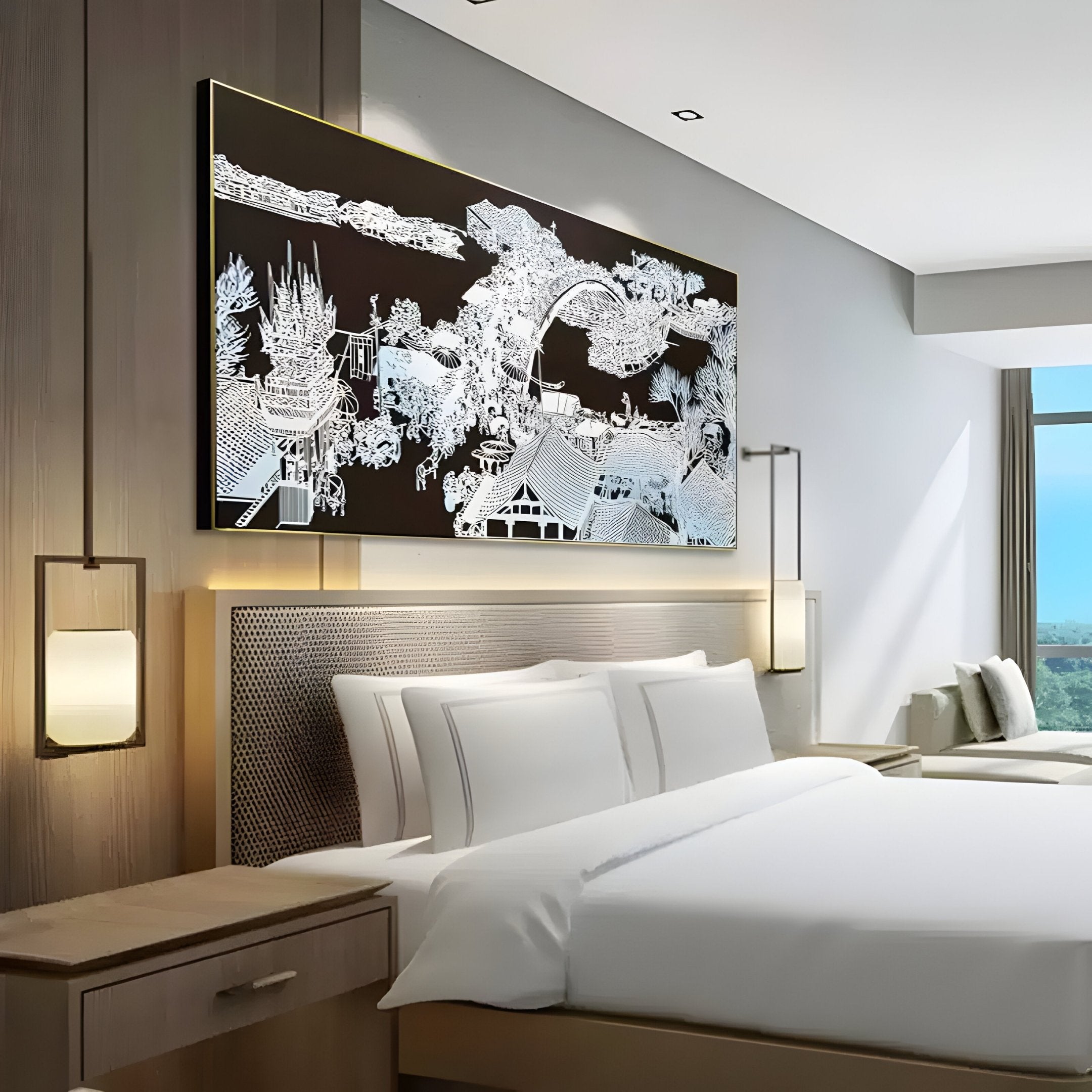 Kasora Noir Village 3D Carving Wall Art