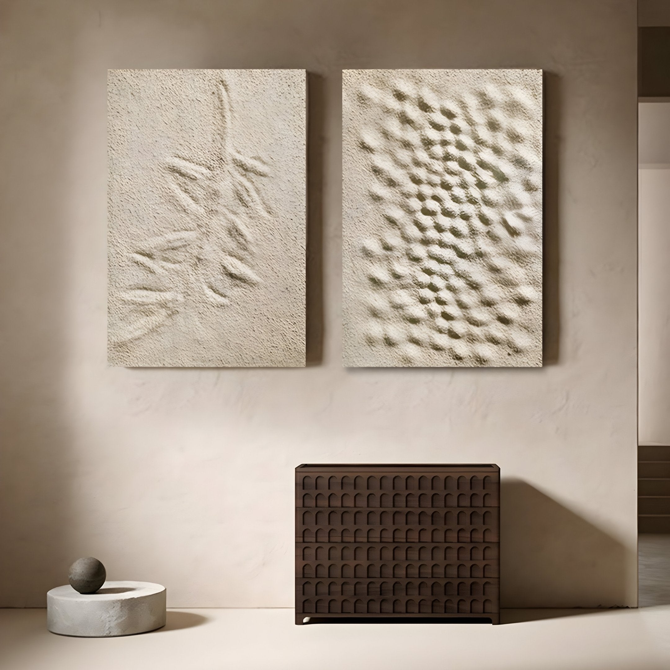 Cavara Leaf Crest Textured White 3D Relief Wall Art