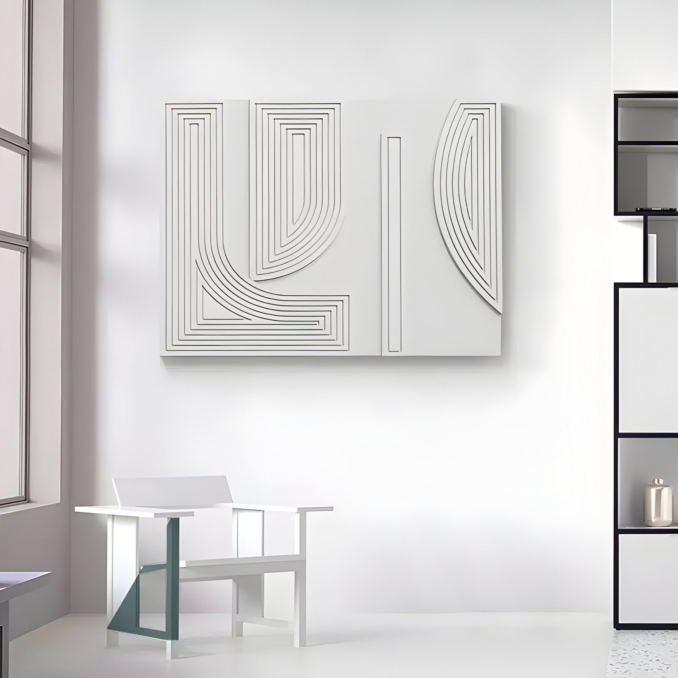 Lineaform Dual Curve Wood Carving 3D Wall Art