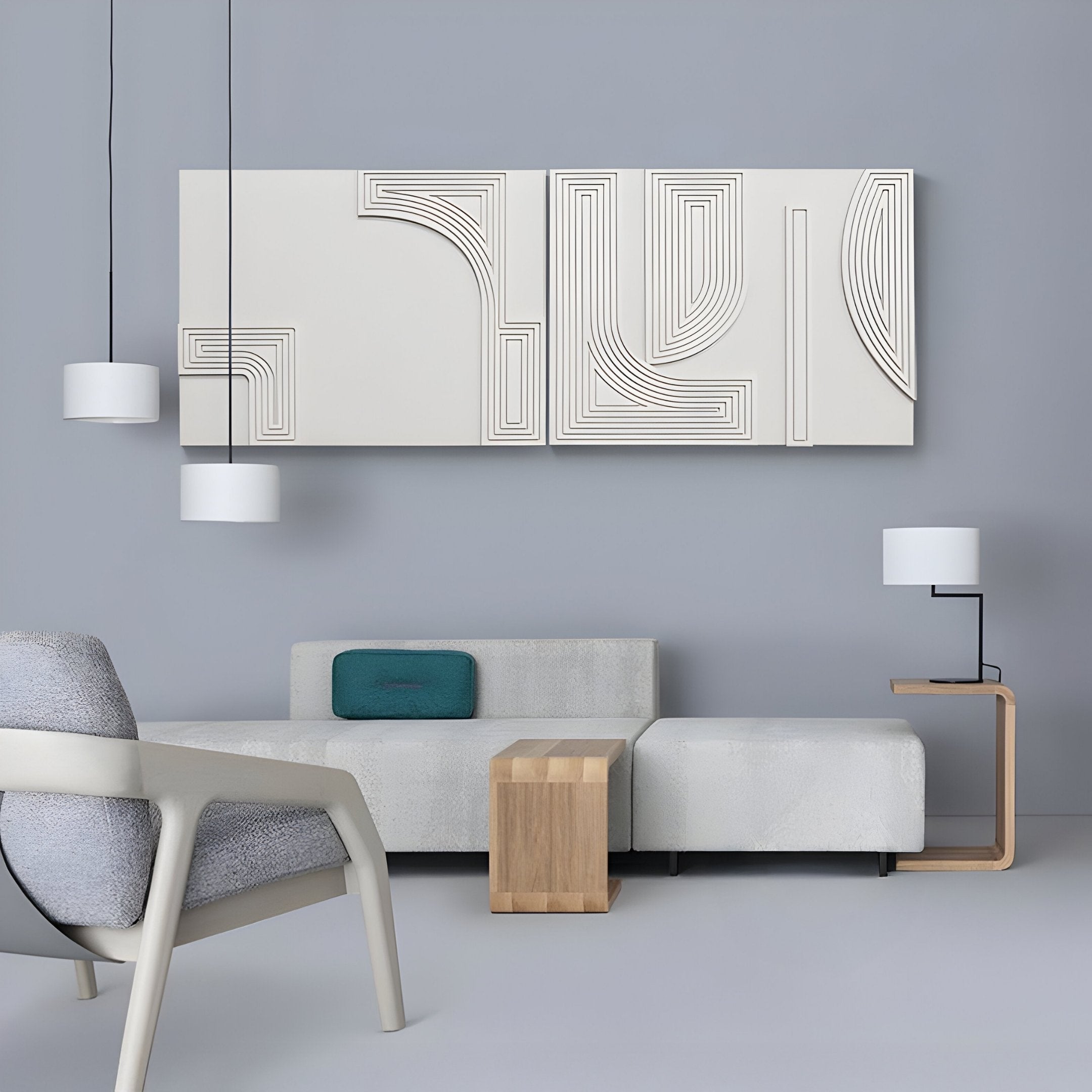 Lineaform Multi-Panel Curve Wood Carving 3D Wall Art