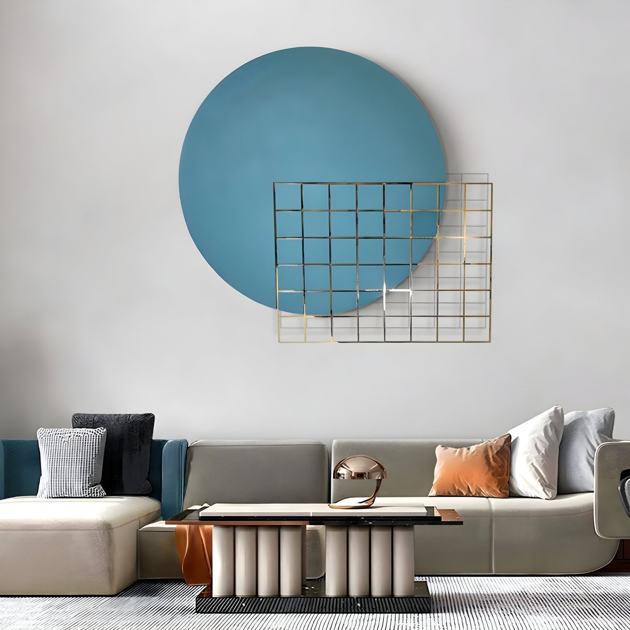 Orivis Aqua Disc Metal Grid 3D Wall Art