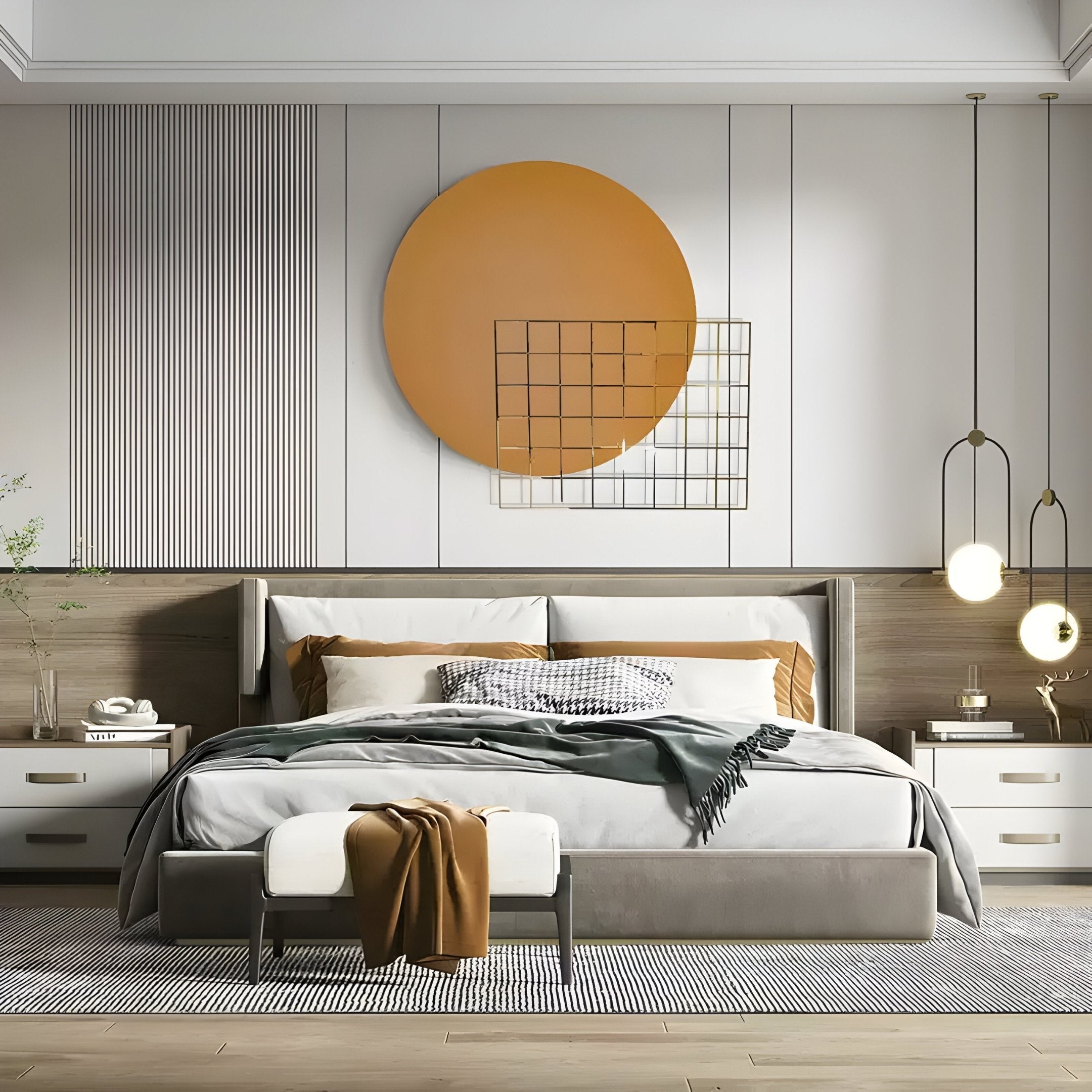 Orivis Amber Disc Metal Grid 3D Wall Art
