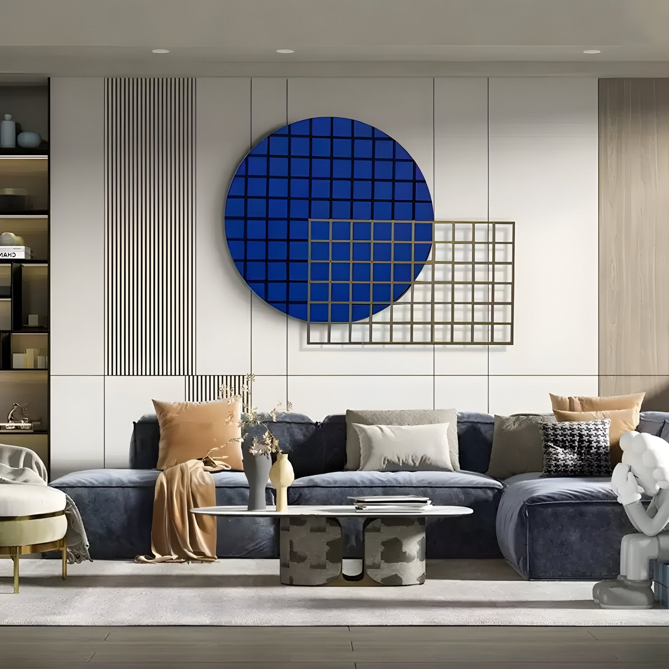Orivis Sapphire Disc Metal Grid 3D Wall Art