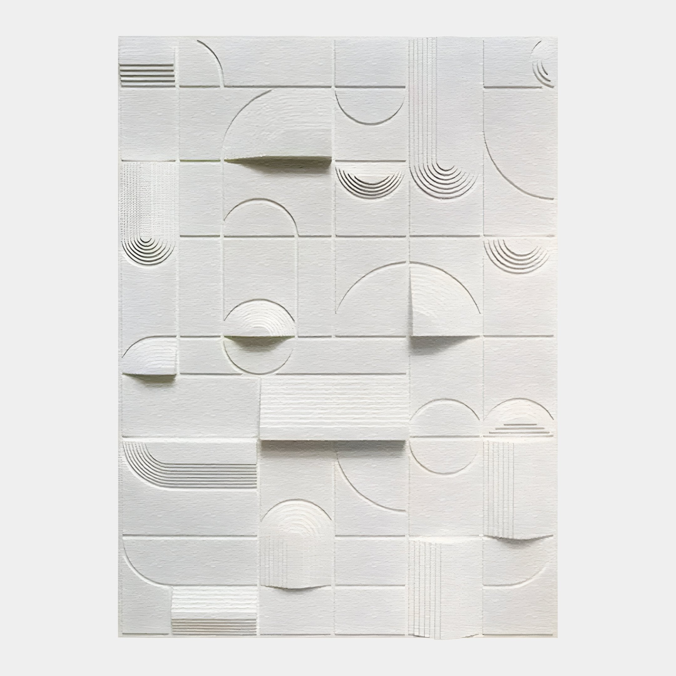 Moduvo White Geometric 3D Carving Wall Art