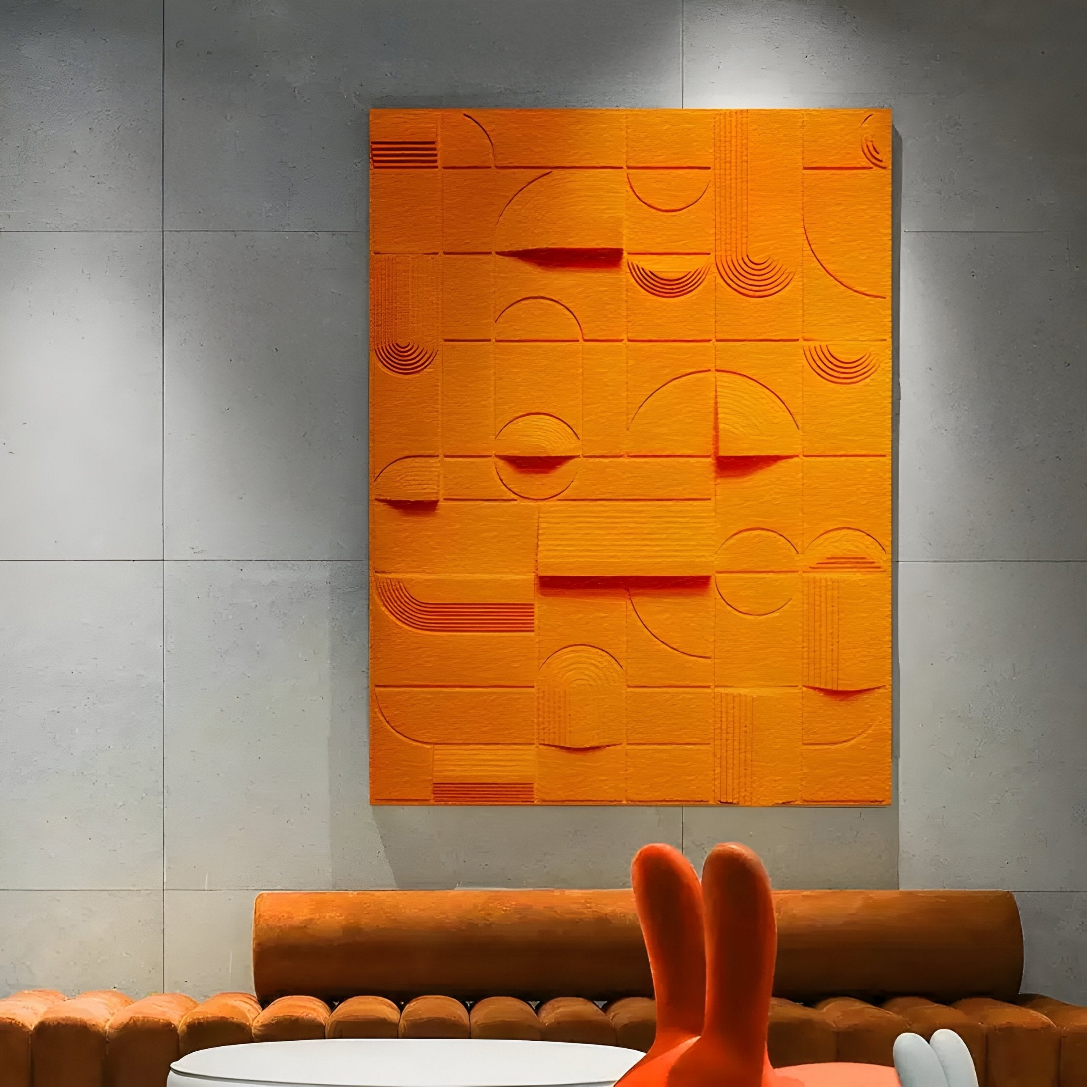 Moduvo Orange Geometric 3D Carving Wall Art