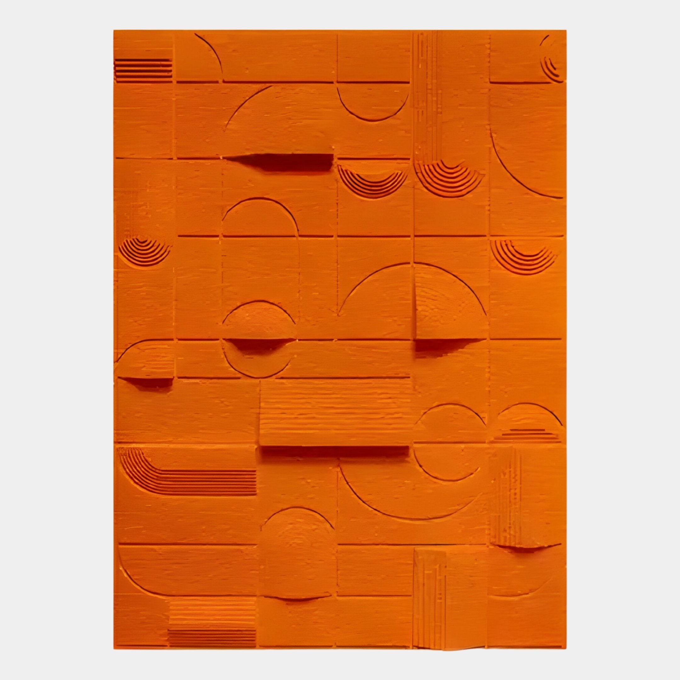 Moduvo Orange Geometric 3D Carving Wall Art
