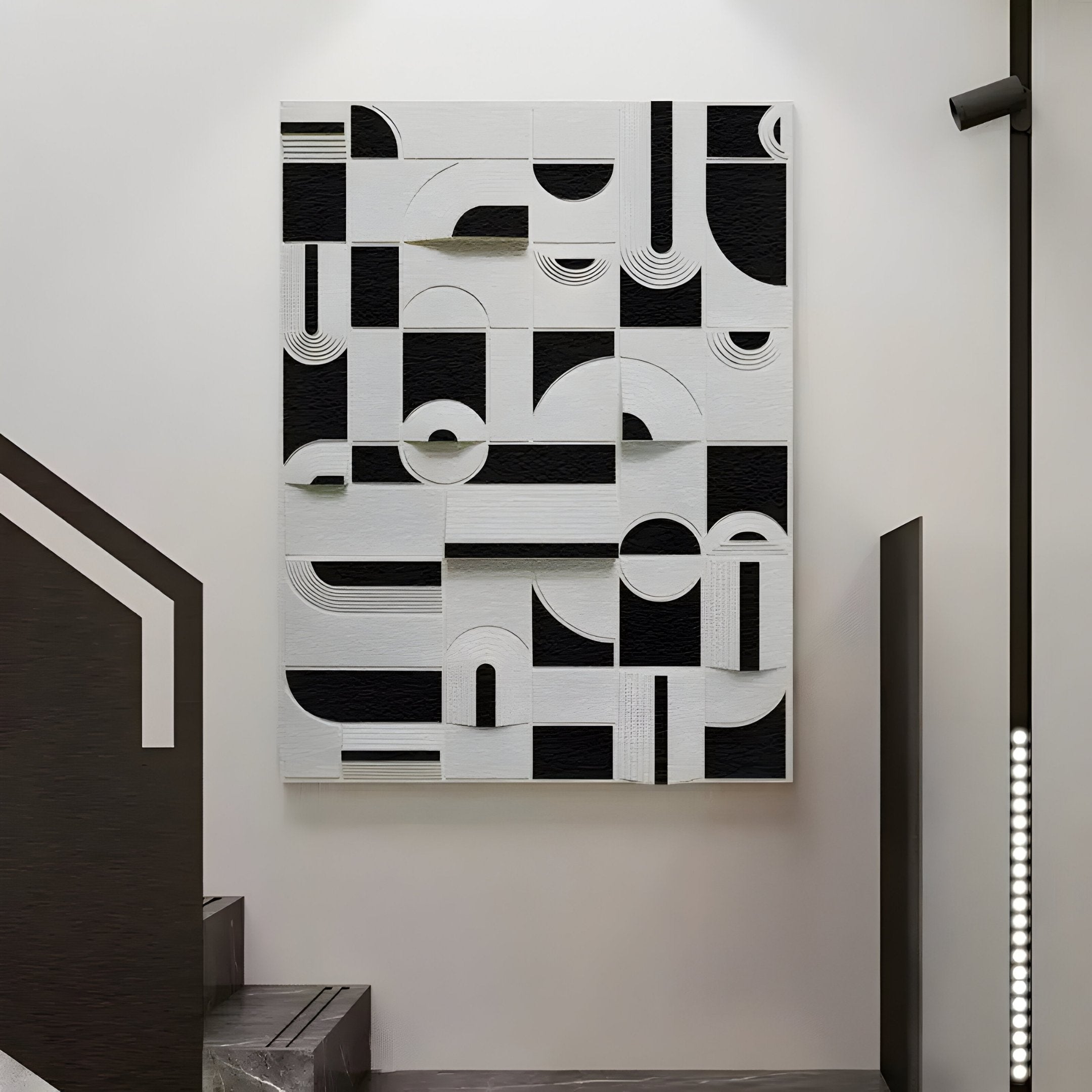 Moduvo Black & White Geometric 3D Carving Wall Art
