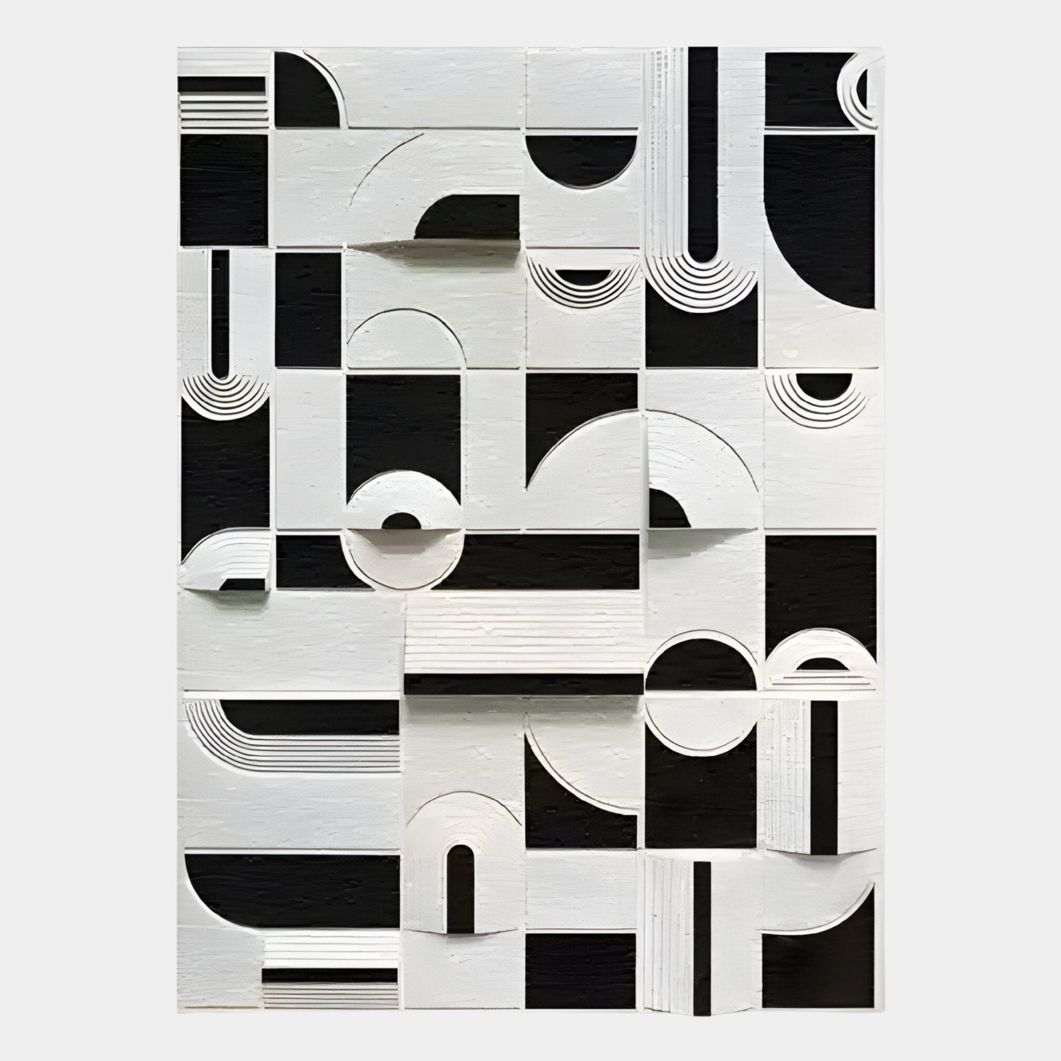 Moduvo Black & White Geometric 3D Carving Wall Art