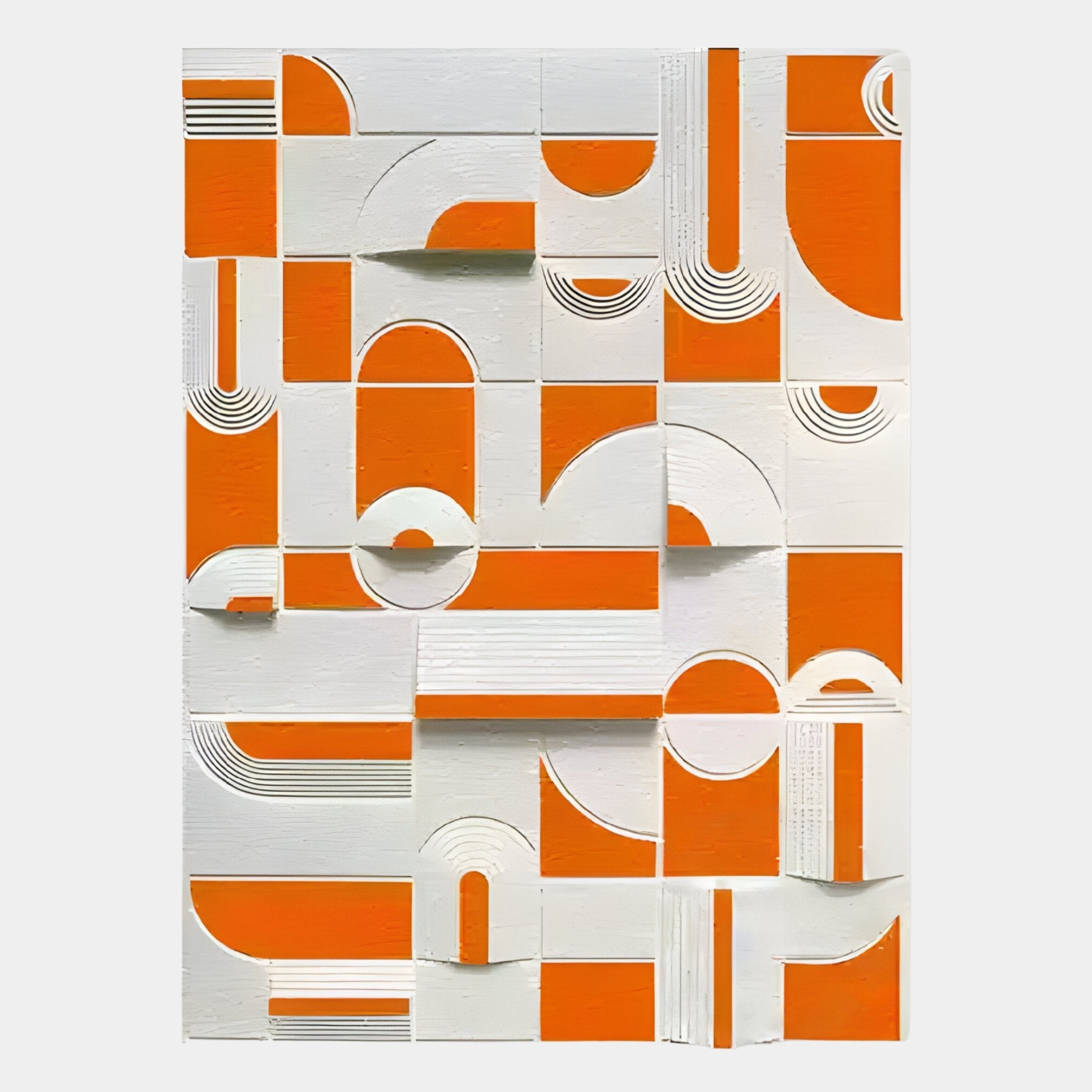 Moduvo Orange & White Geometric 3D Carving Wall Art