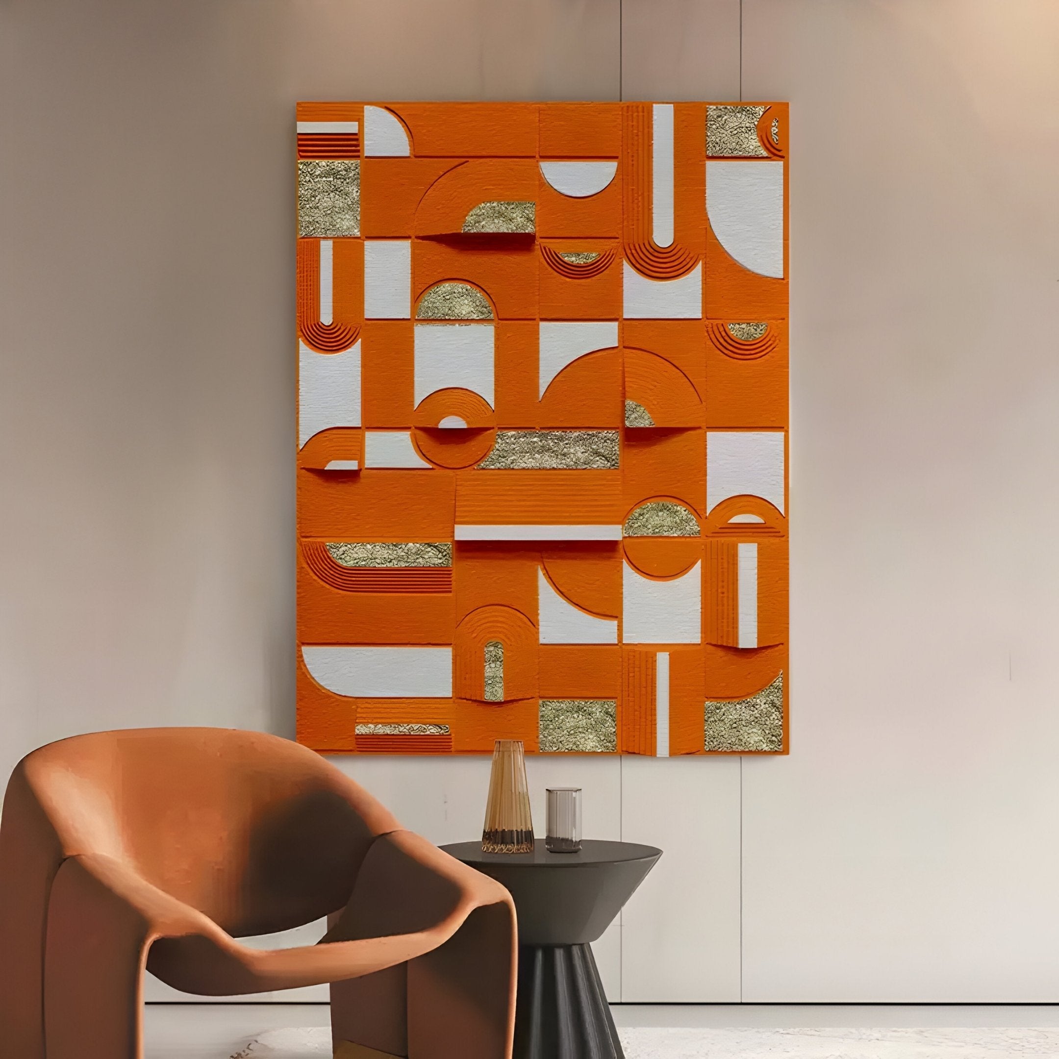 Moduvo Gold Accent Orange 3D Carving Wall Art