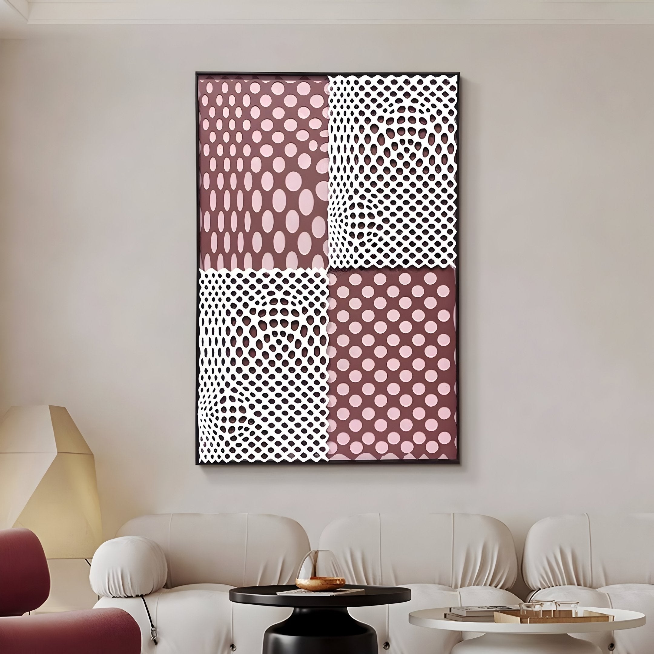 Virelli Plum Grid Dot Mesh 3D Carving Wall Art