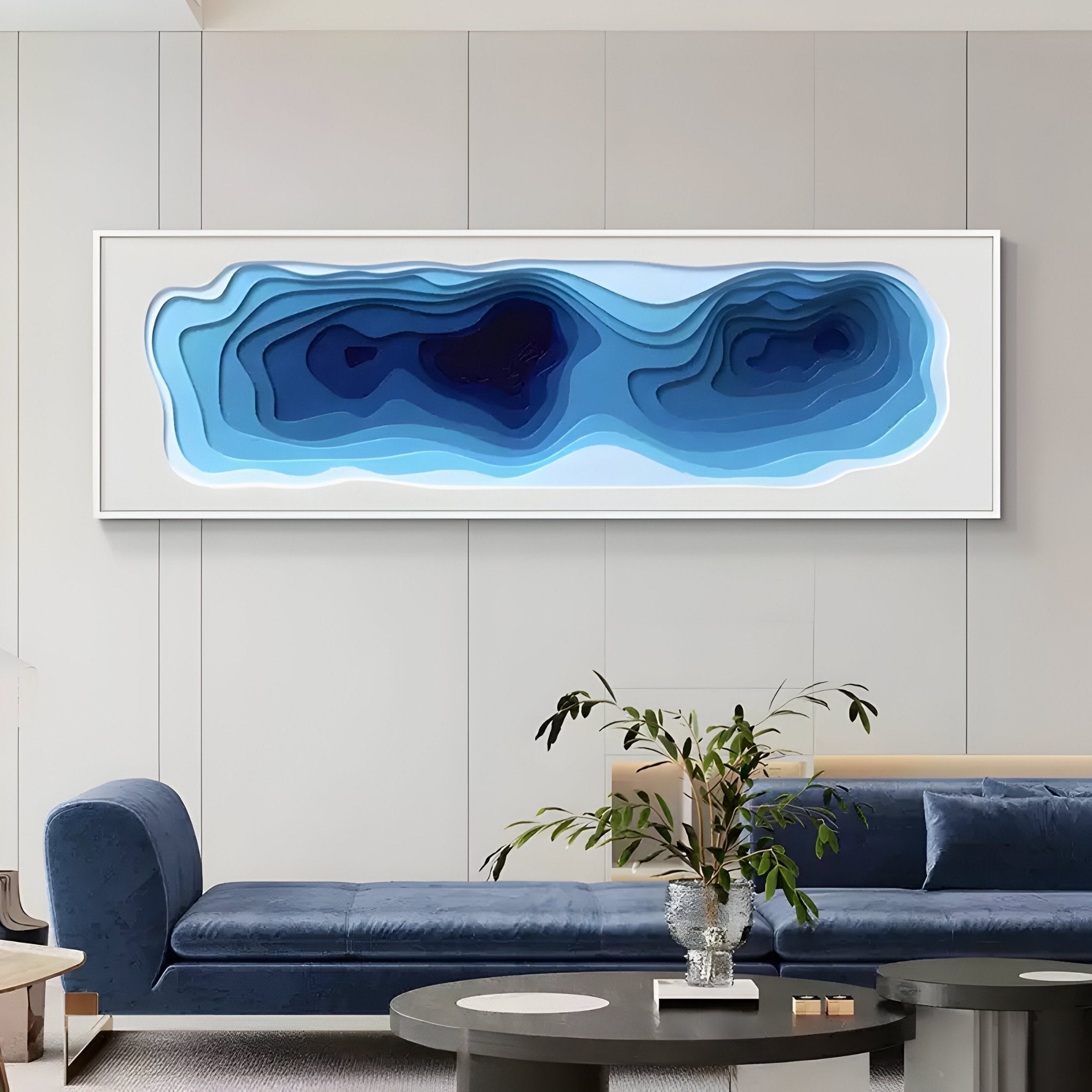 Bathys Blue Gradient Carved 3D Wall Art