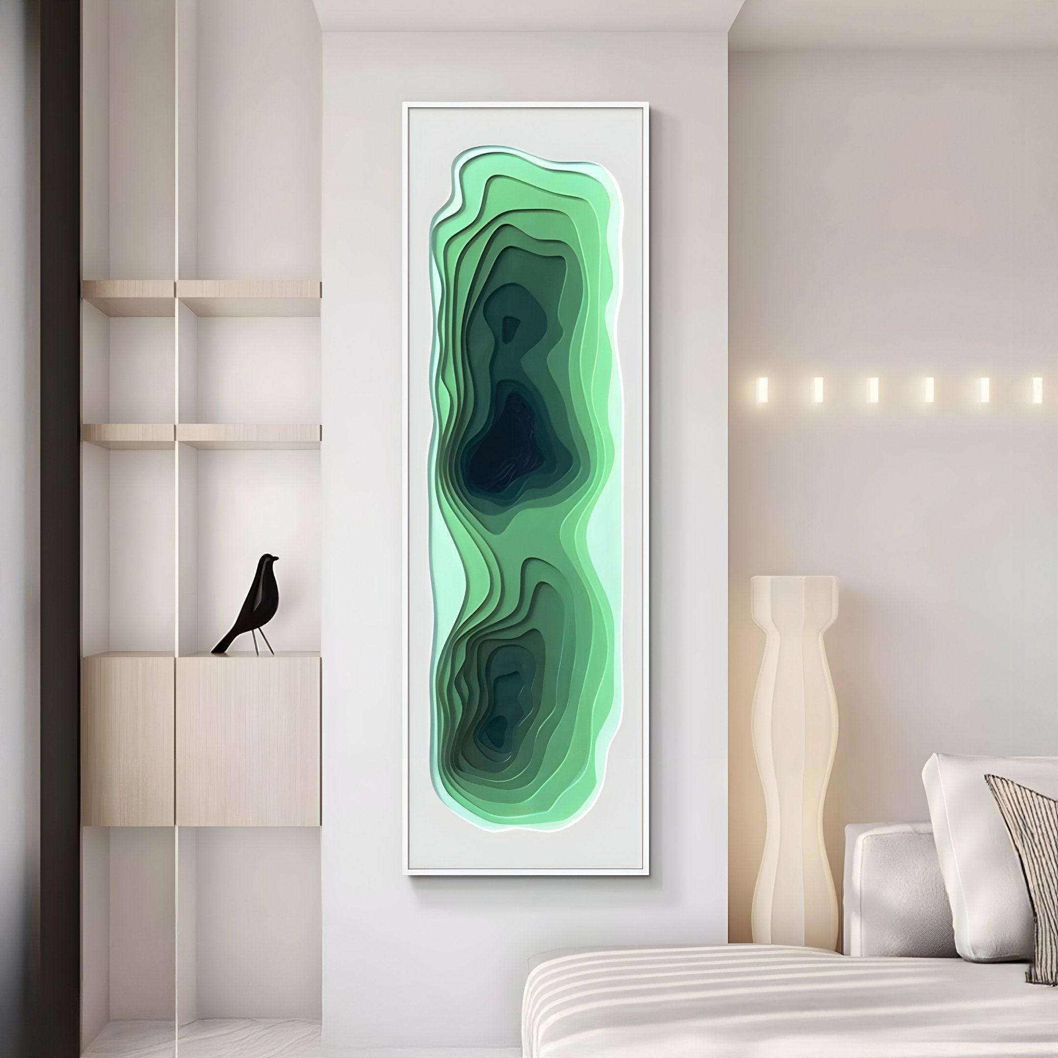 Bathys Green Gradient Carved 3D Wall Art