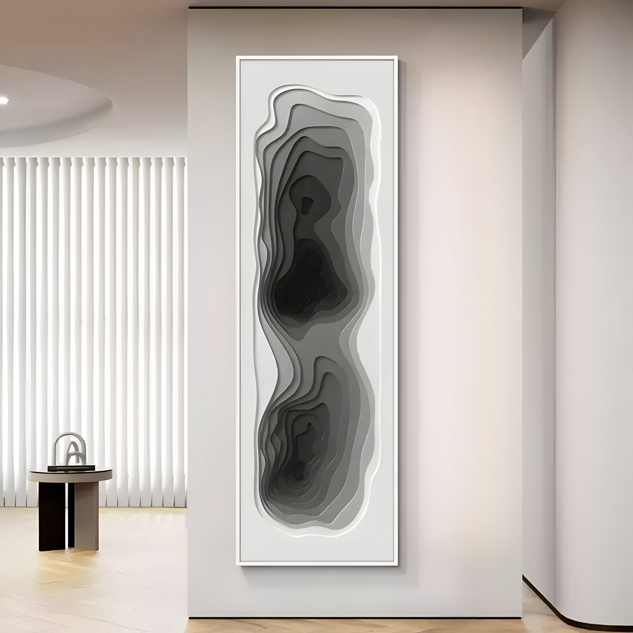 Bathys Grey Gradient Carved 3D Wall Art