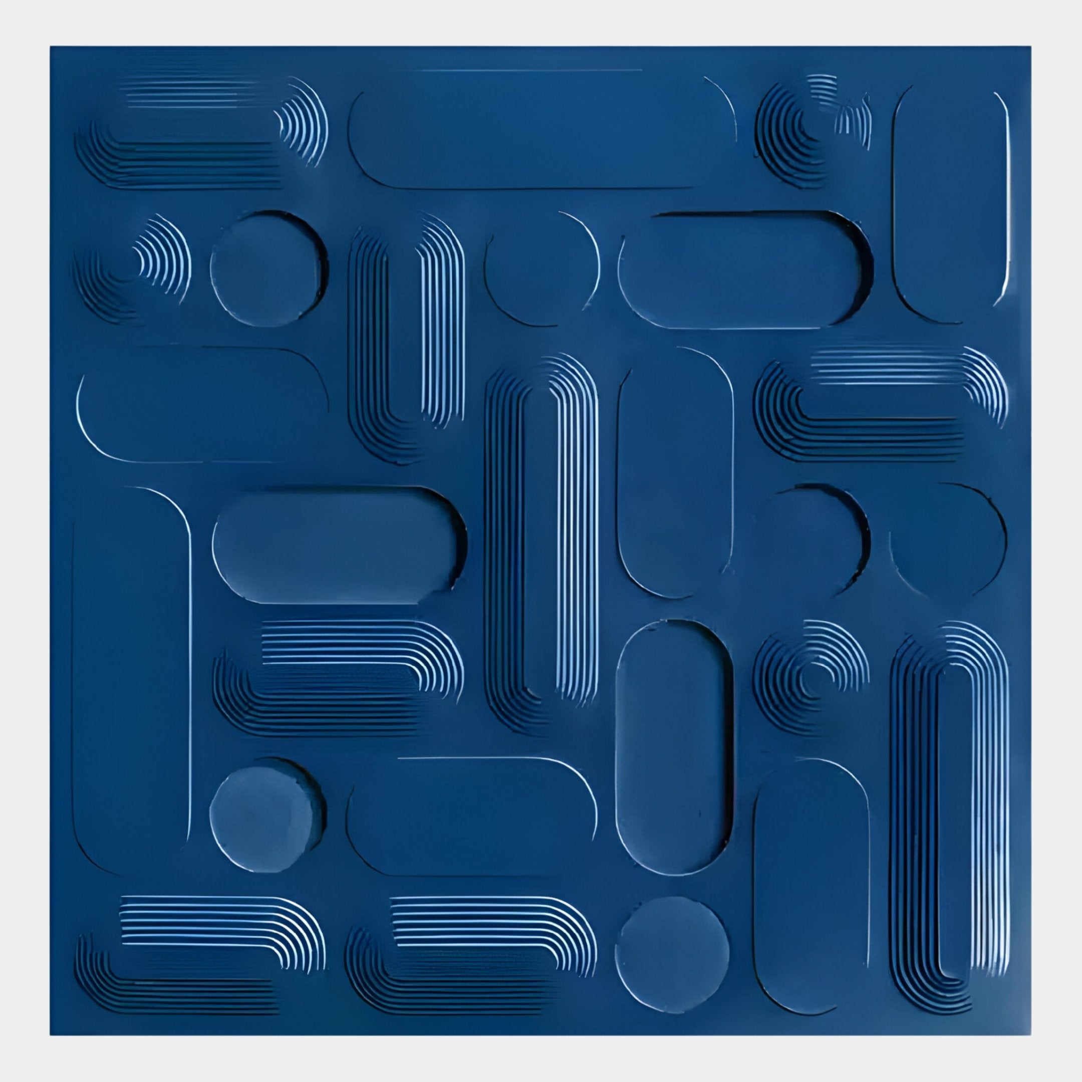 Grida Midnight Blue I Wood Carving 3D Wall Art