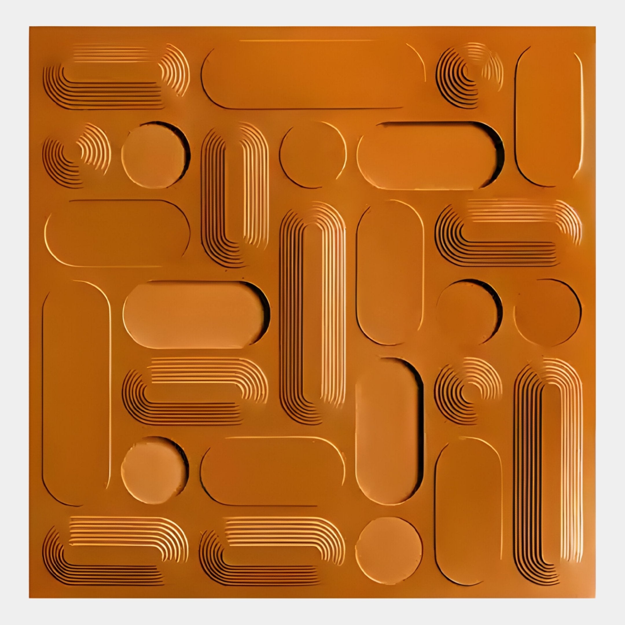 Grida Burnt Orange Wood Carving 3D Wall Art